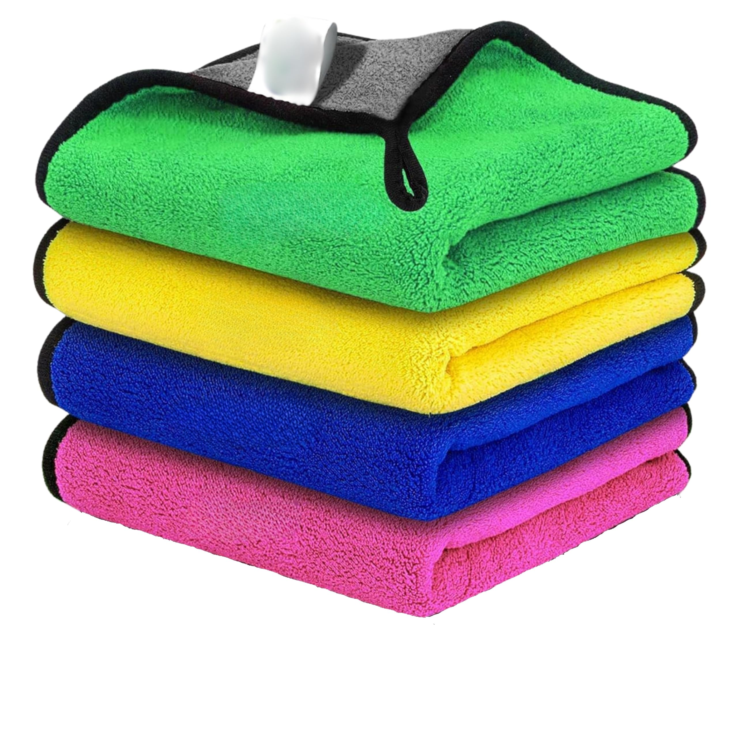 REVITIFY Microfiber Cleaning Cloths for Car (4 Towel), 40x30 cm DualSided 450 GSM High Absorbency Towels for Detailing, Drying,