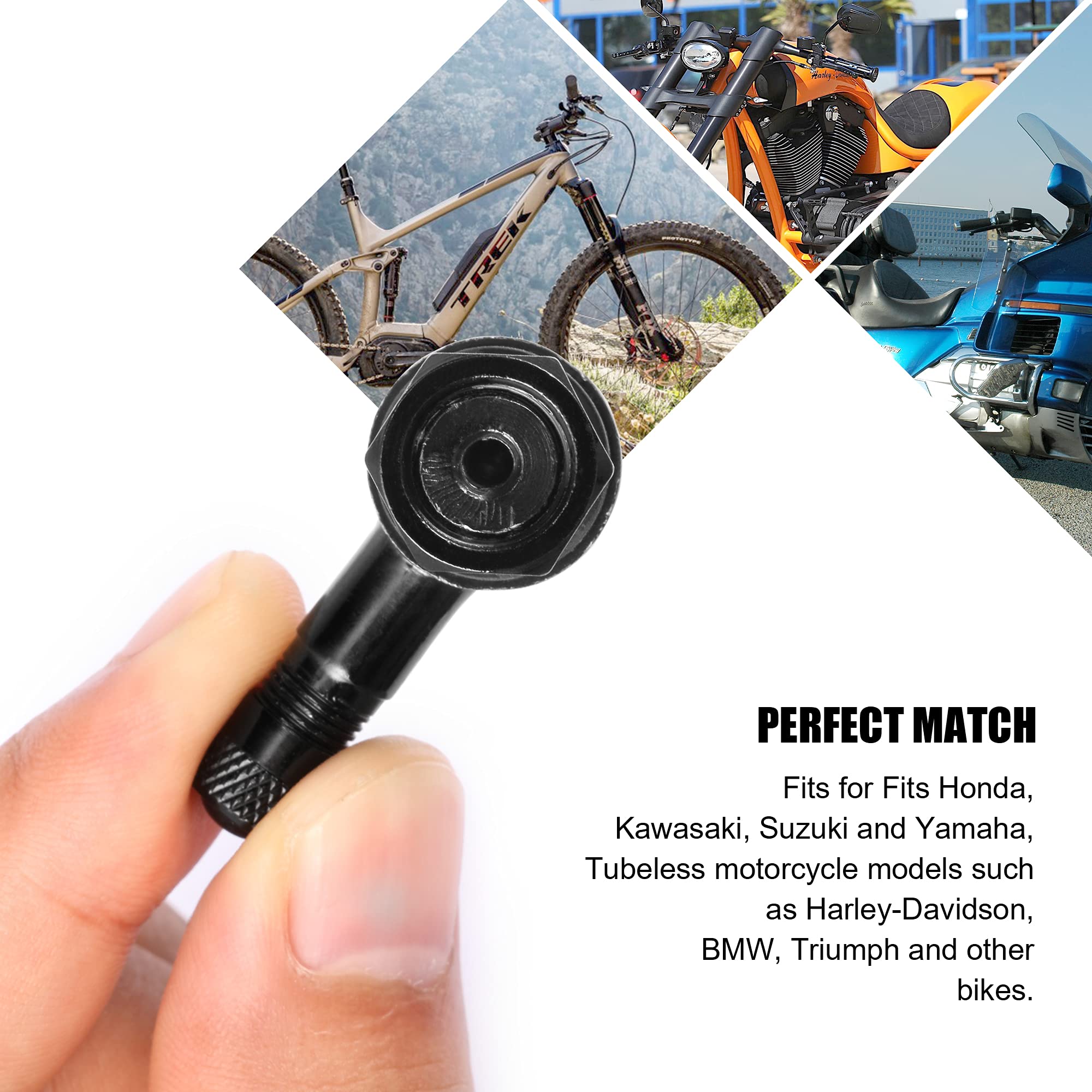 VOFONO Black 90 Degree CNC Motorcycle Tire Valve Stems Install Diameter 10-11.3mm for Harley Davidson, BMW, Honda, Kawasaki, Suz