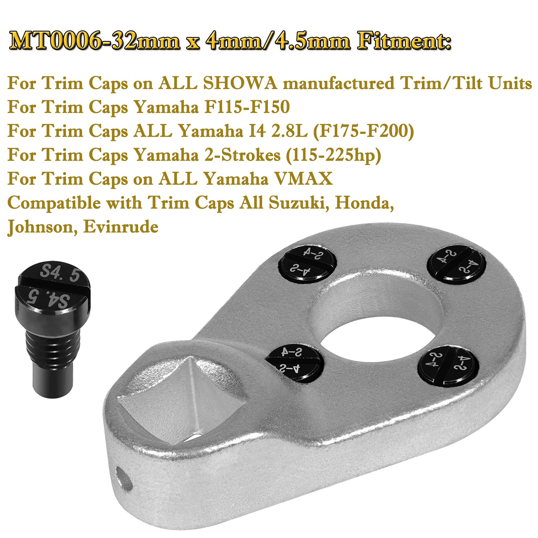 V-SEK 115225FS Fast Strike Power Trim Motor Seal Kit & Outboard Trim/Tilt Pin Wrench MT0006 32mm x 4mm/4.5mm (YB-06175-1A) Compa