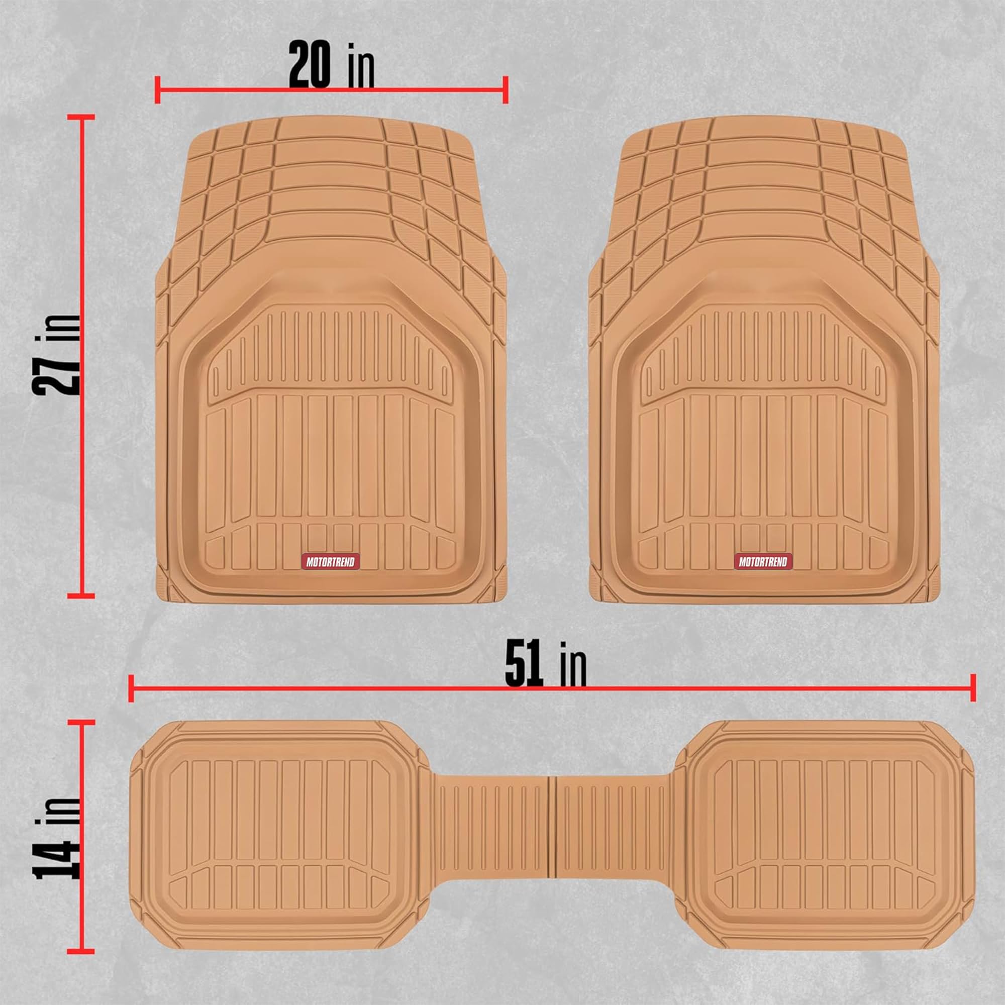 Motor Trend 943-BG FlexTough Defender Car Floor Mats -Next Generation Deep Dish Heavy Duty Contour Liners for Car SUV Truck & Va