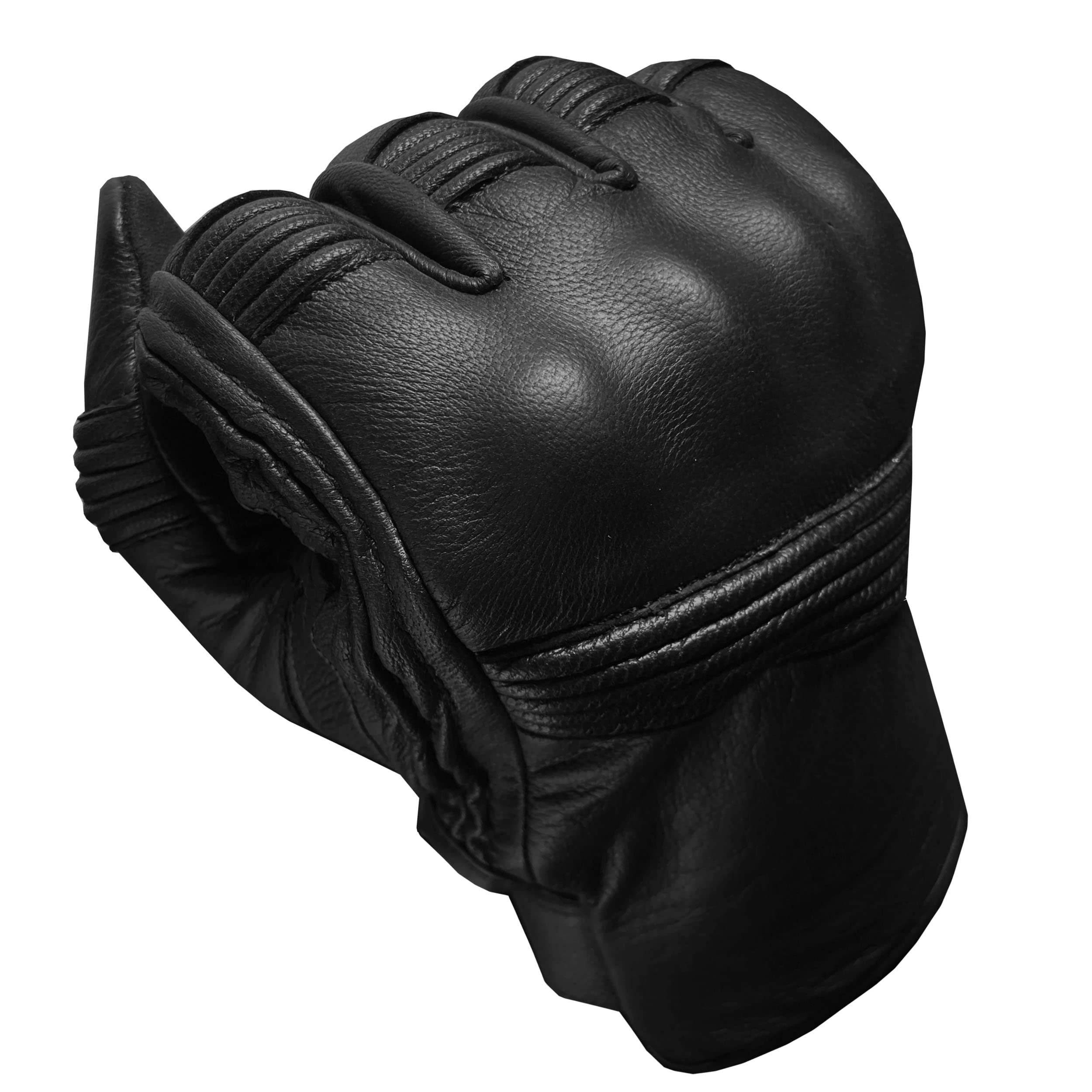 Jackets 4 Bikes Men's Motorcycle Gloves Premium Leather Street Protective Cruiser Gel Padded Driving Riding Biker Gloves Black L