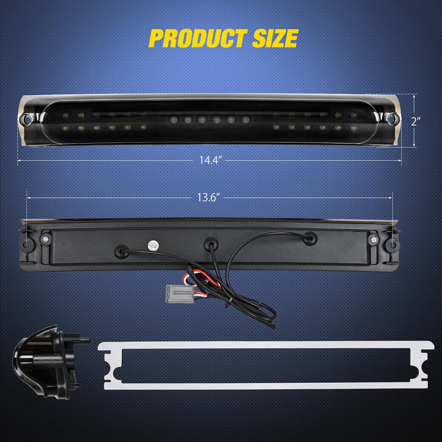 Nilight Third Brake Light Tail High Mount 3Rd Stop Cargo Reverse Lights Smoked Lens Compatible With Ford F150 1997 1998 1999 200