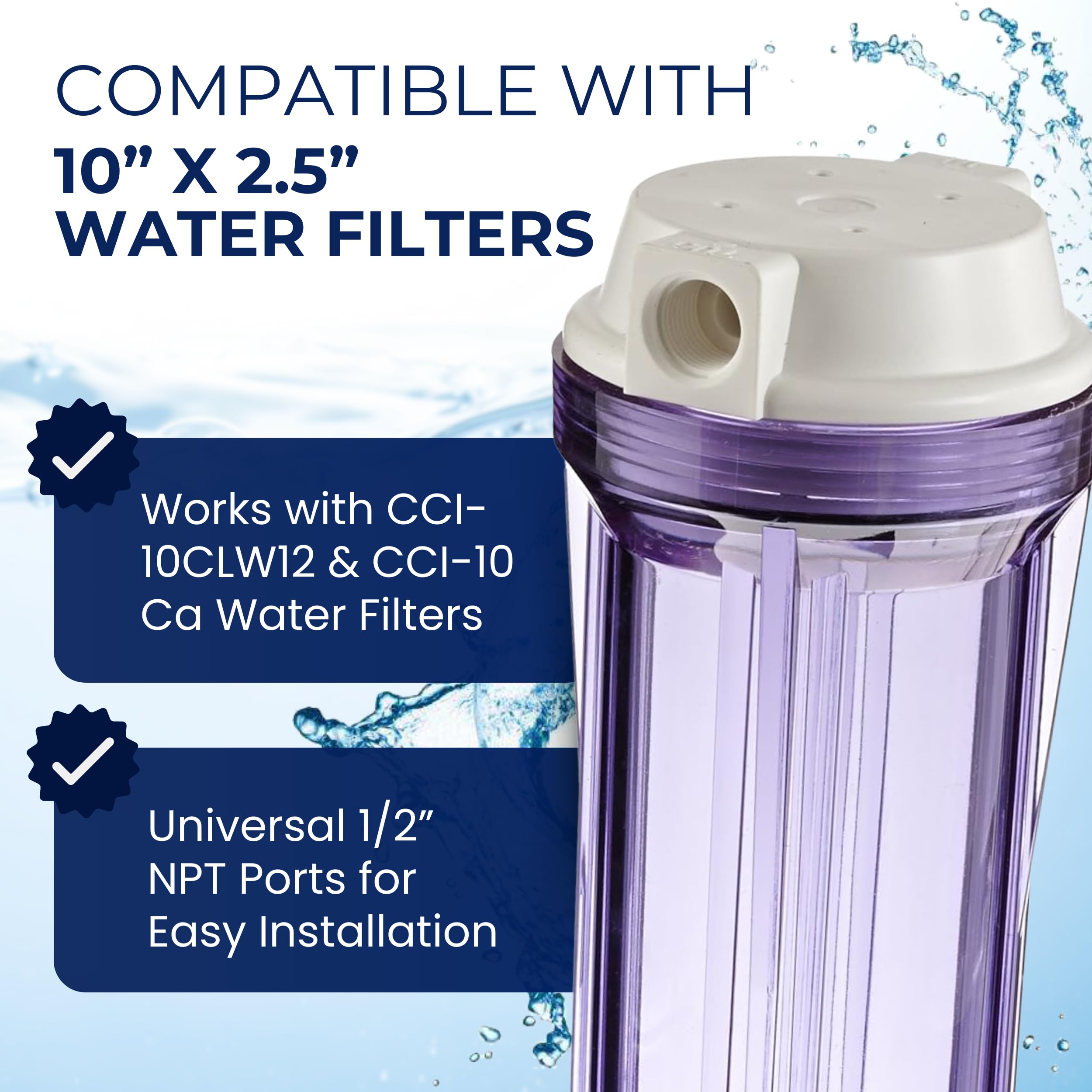 IPW Industries, Inc. - Water Pur Company (CCI-10CLW12) Filter Canister and (CCI-10-Ca) Carbon Block Filters - 1/2'' NPT Ports fo