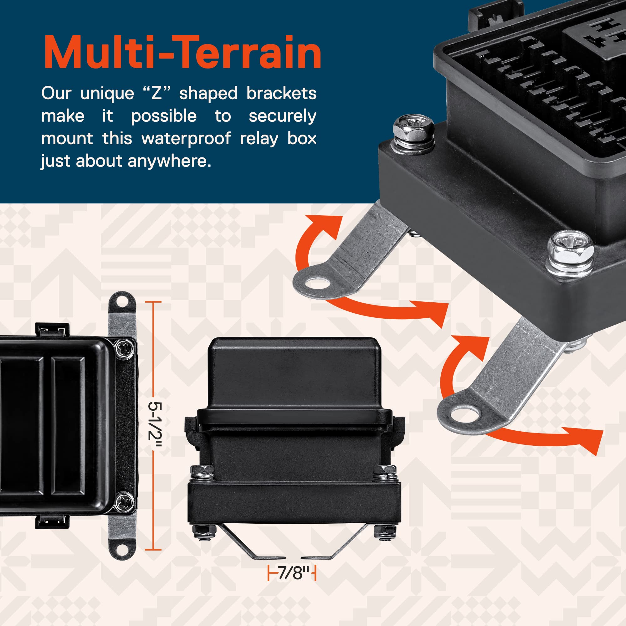 True Mods 12V DC Auto Waterproof Fuse 5-Pin Relay Box Block [6 Bosch Style Relay Holder] [6 ATC/ATO Fusible Holder] Universal Re