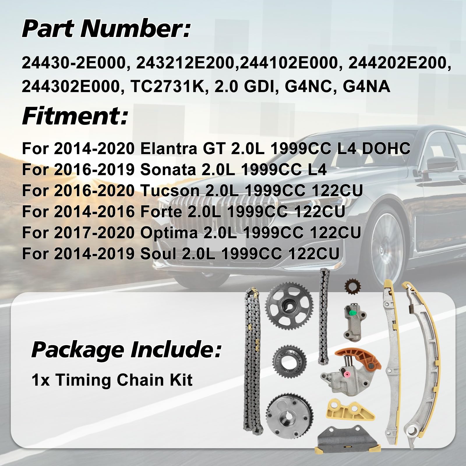 INGKAN Engine Timing Chain Kit with Camshaft Adjuster VVT Gear for Acura ILX Accord Civic CR-V 2.4L 2008-2015 OE Replacement 14210-PNA-