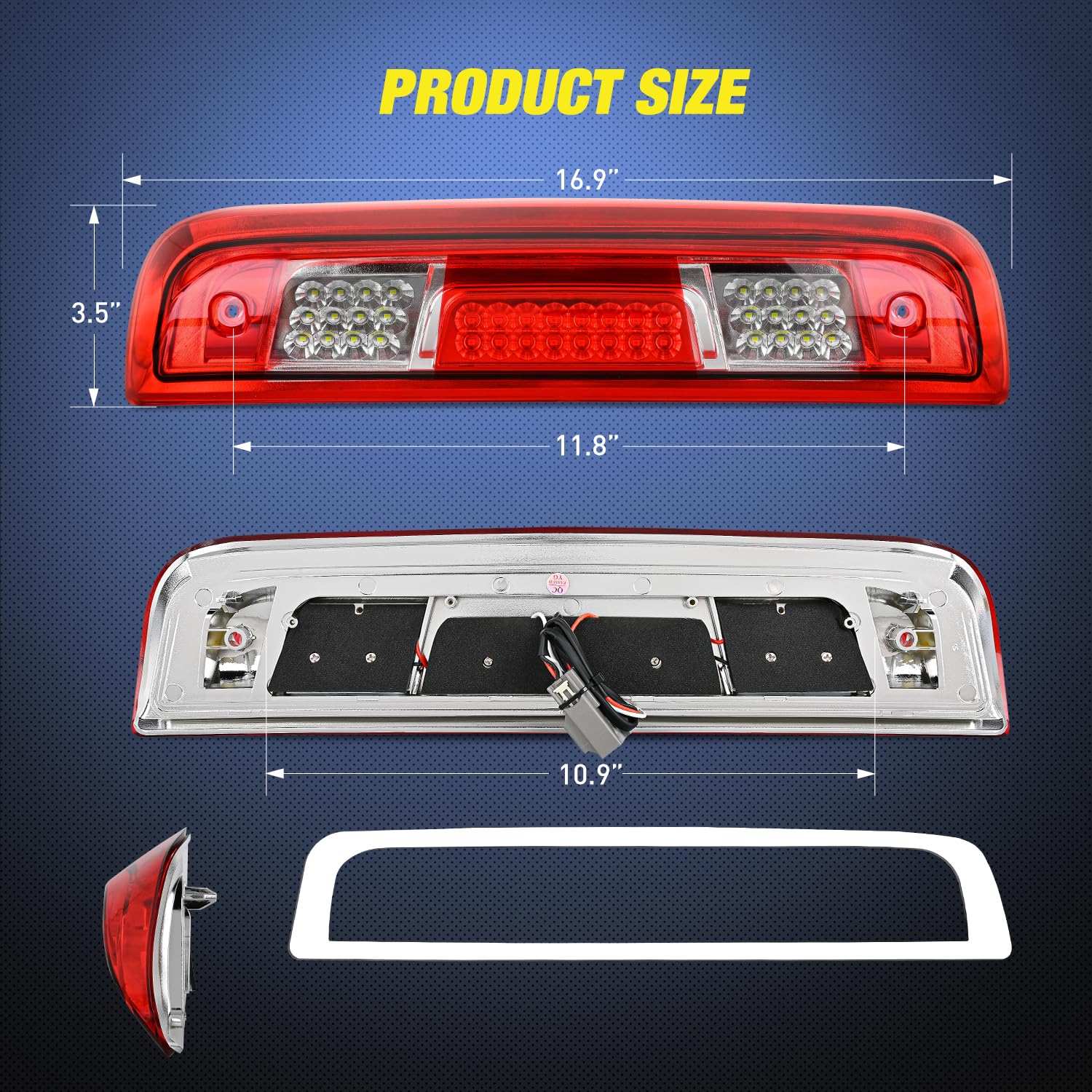 Nilight Third Brake Light High Mount 3Rd Brake Stop Reverse Cargo Led Lights Red Shell Compatible With Chevy Silverado Gmc Sierr
