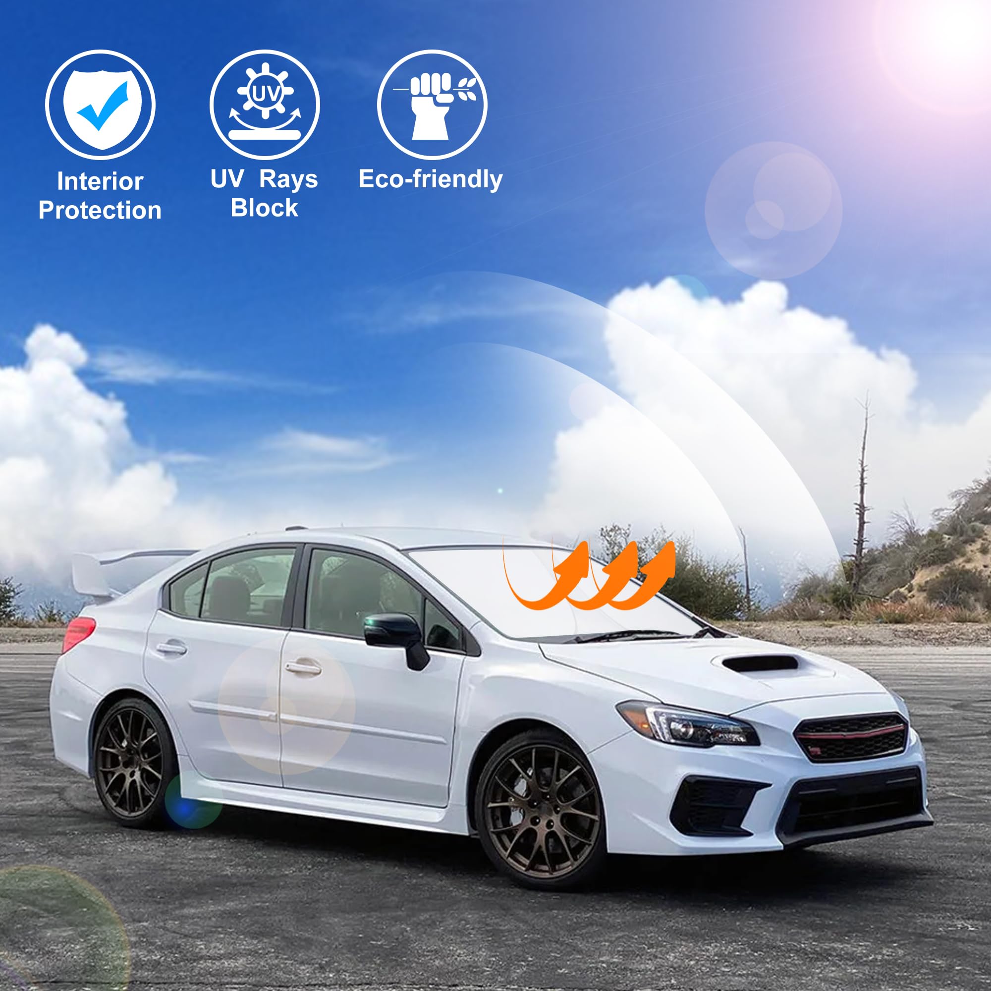 LHFLIVE Windshield Sun Shade - Custom Fit for 2015-2021 Subaru WRX, Black/Silver, Foldable Sun Blocker, Heat Protection