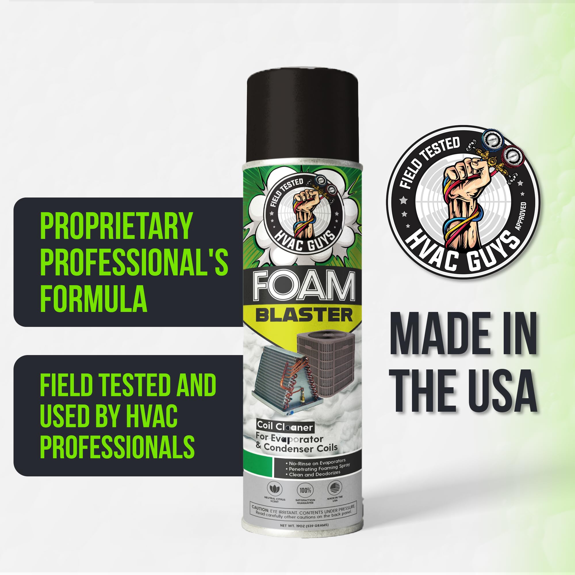 Leak Saver Foam Blaster AC Cleaner - 18 Fl Oz No Rinse Foaming Formula for Condenser & Evaporator Coils - Neutral Citrus Scent
