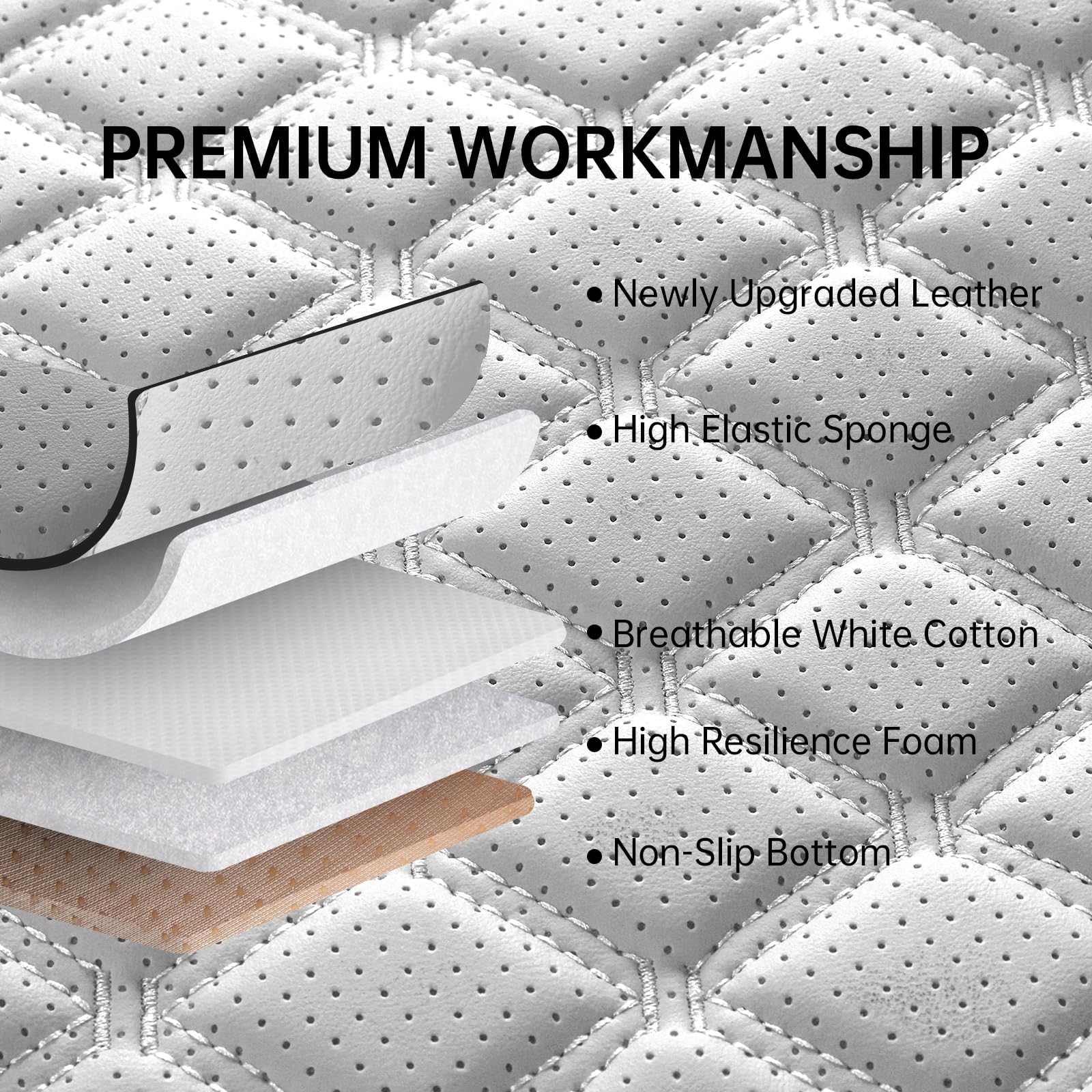 Sxikin Luxury Leather Car Seat Covers Full Set, Waterproof Non-Slip, Universal Fit for Cars SUVs Trucks, Black and White