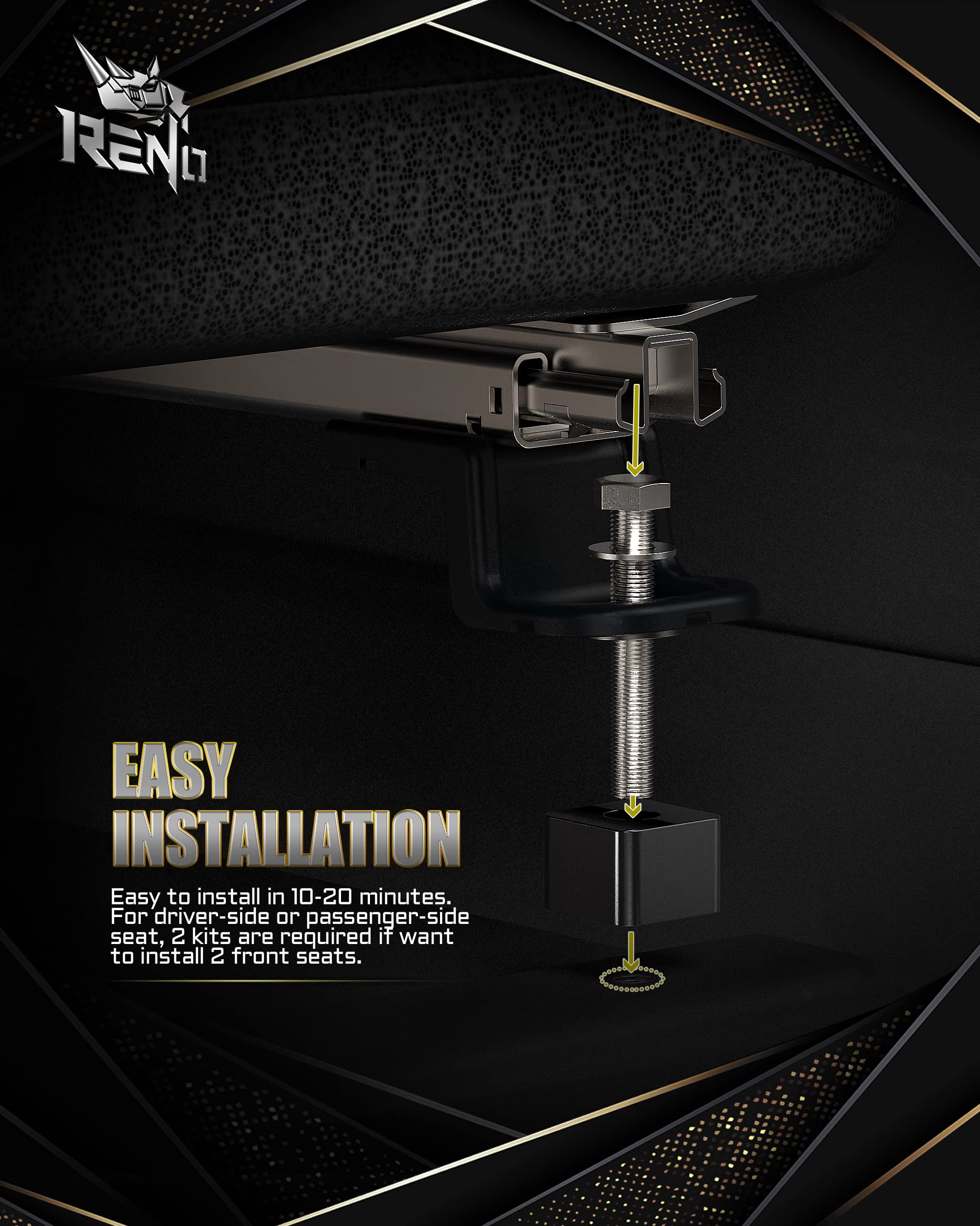 RENO Seat Recline Lift Kit for F150/F250/F350/F450, Alloy Steel, 3/4"-2.25" Lift, Compatible with 2015+ Super Duty Models