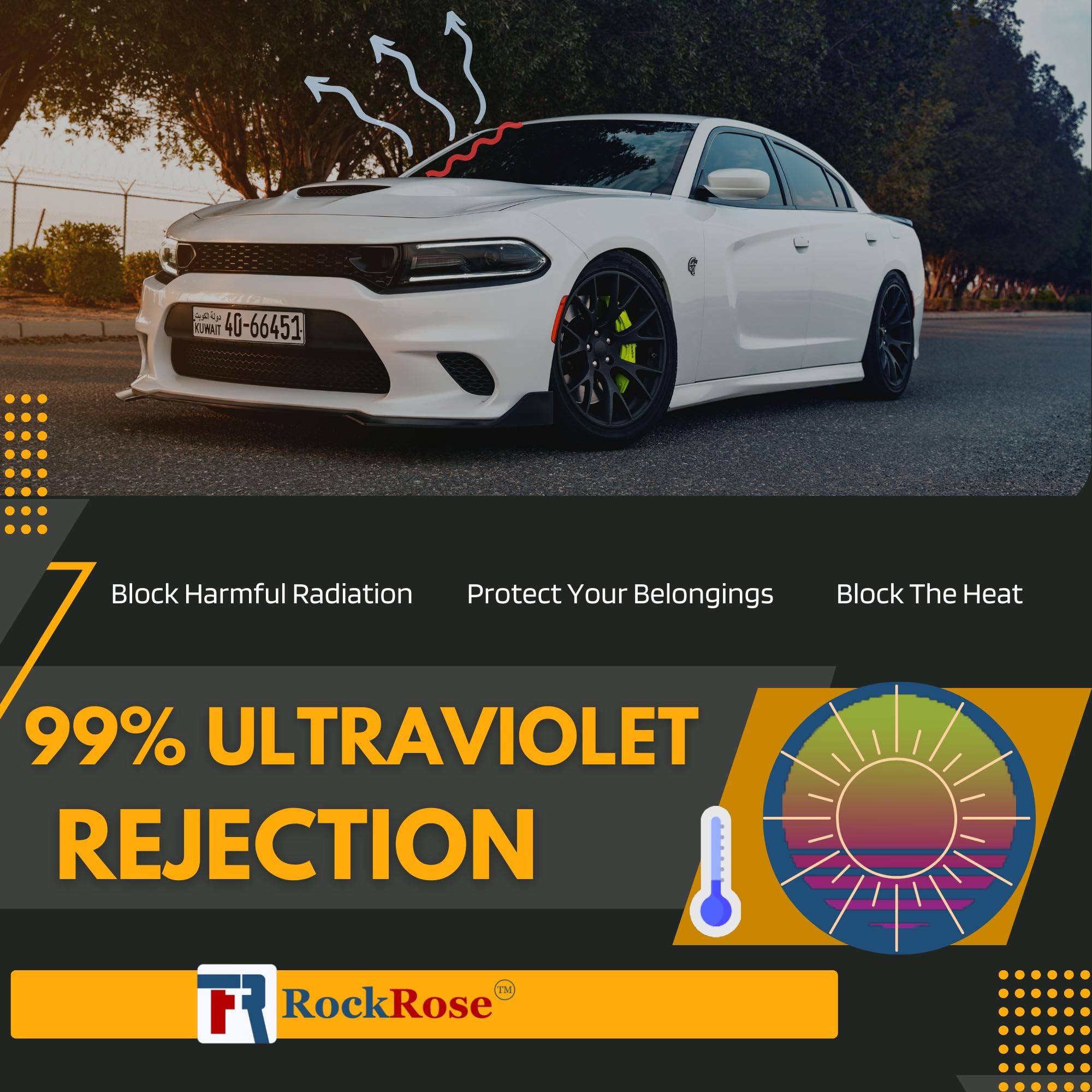 Charcoal 2Ply Nano Ceramic 5% Vlt Car Tint 40 In X 10 Ft Professional Window Tint Heat, Uv 99%, And Irr 85% To 90% Tint For Cars Or Building Adhesive Film Easy Shrink, Plotter Friendly