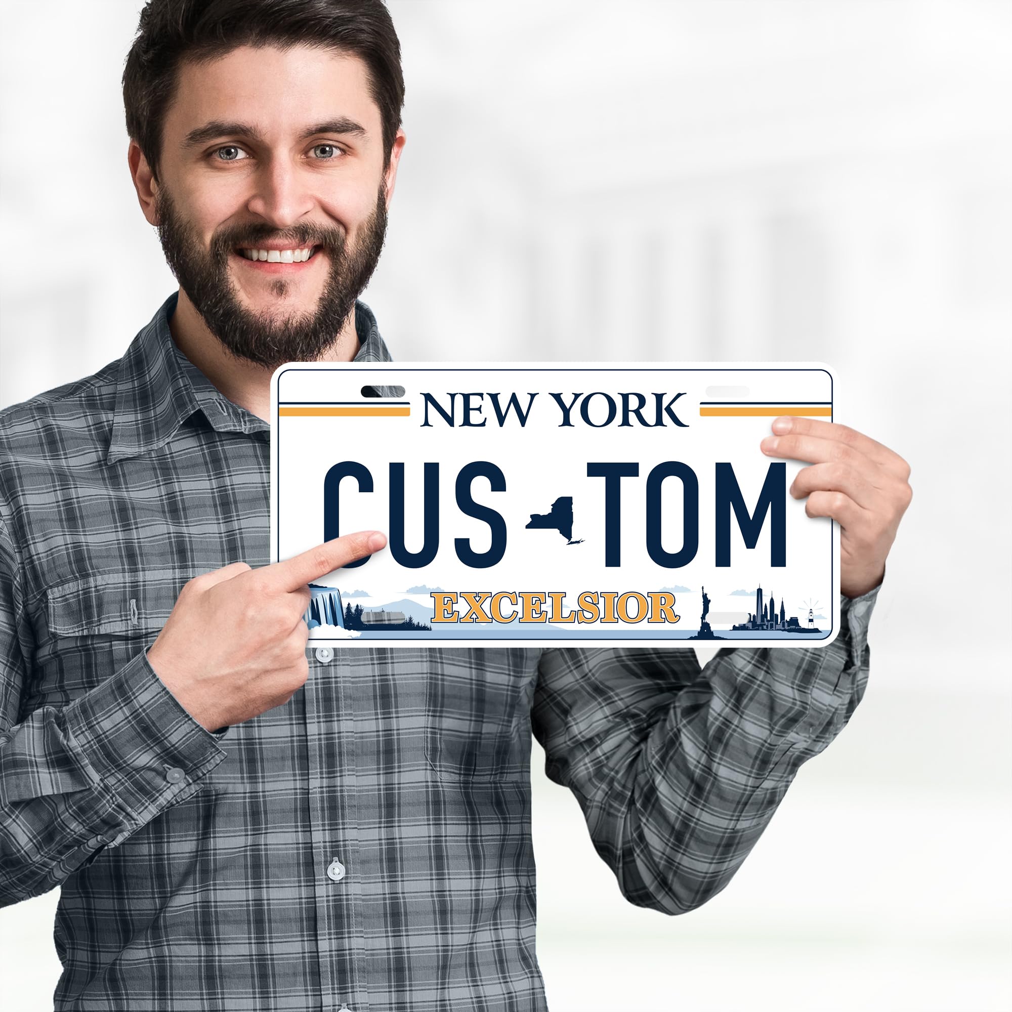 My Sign Center Custom New York License Plate, 6x12 Inch, Rust-Free Aluminum, Personalized, Excelsior Design