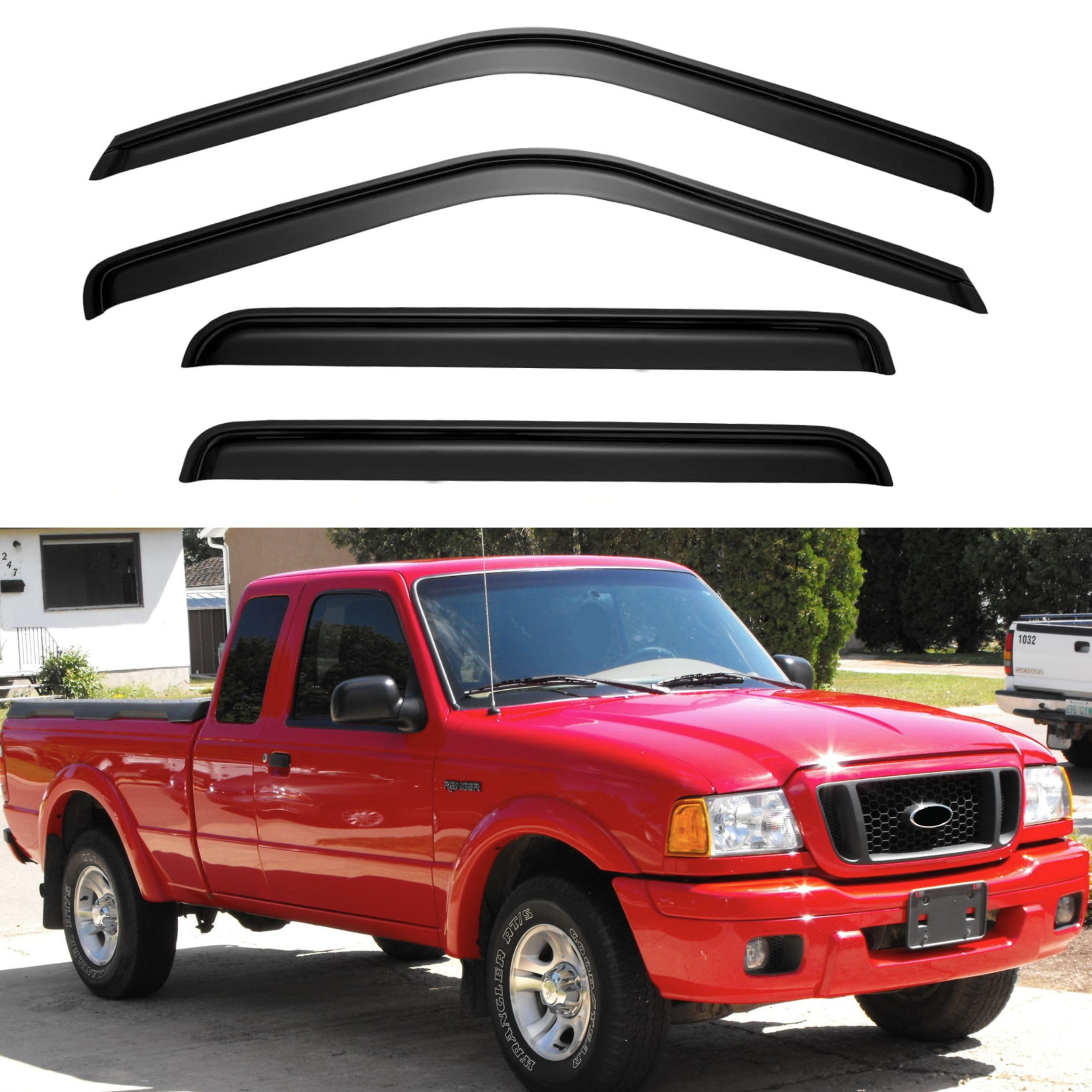 KPY Window Visor Compatible with Ford Ranger 1999-2011 & Mazda B2300/B4000 1999-2010 & Mazda B3000 1999-2008, Rain Guard Vent De