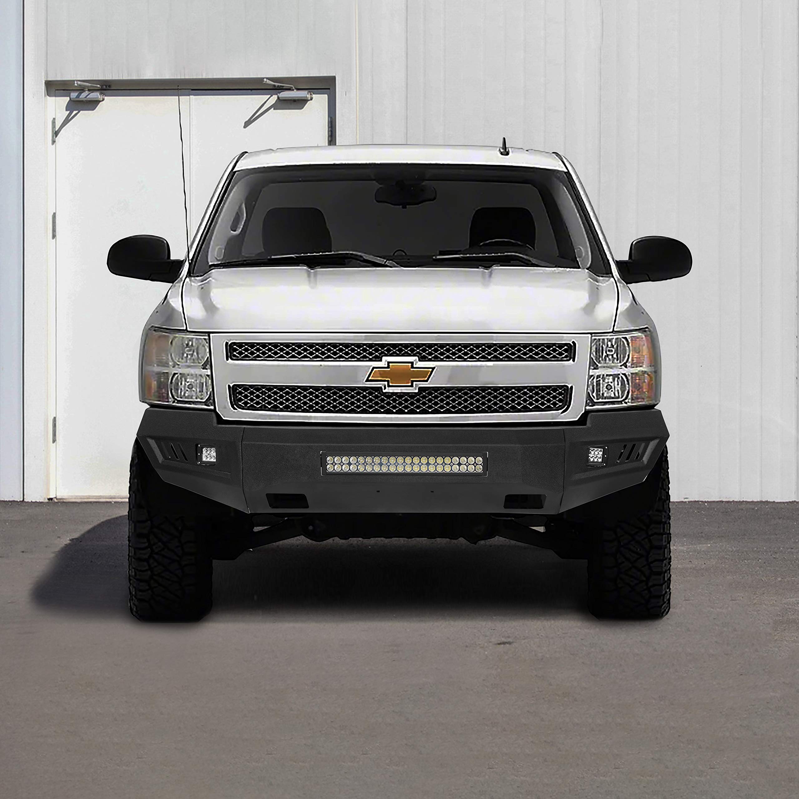 V8 GOD Full Width Front Bumper for Chevy Silverado 1500 (2007-2013) - Black, Carbon Steel, Model GB9021