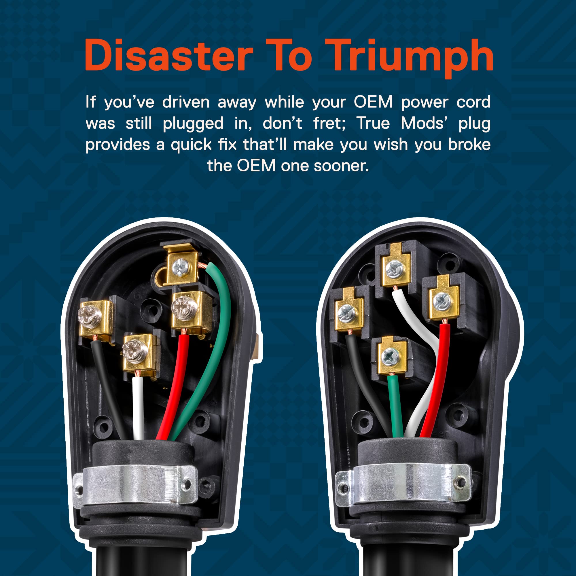ONLINE LED STORE True Mods NEMA 14-50P/50R 50A RV Power Cord Kit, Male/Female Combo, Black, ETL Listed, for 6/3 +