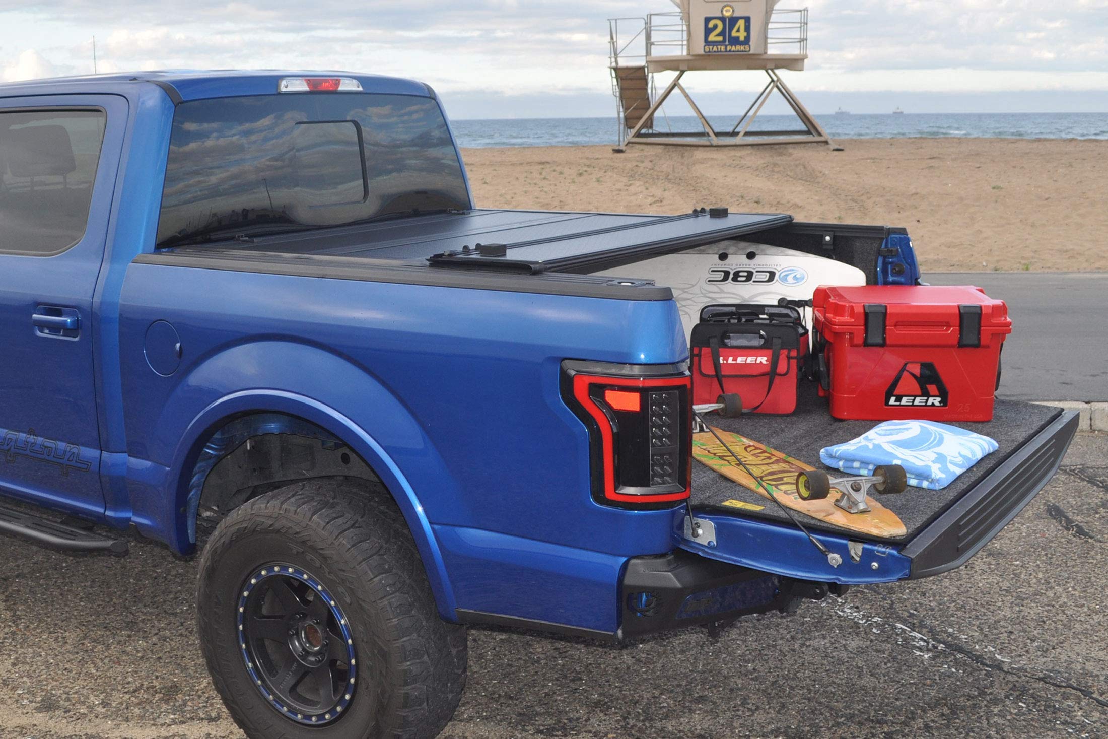 Leer Hf650M Quad-Folding Truck Bed Tonneau Cover, Fits Ford F-150 Light Duty, Years 2015-2024, 5'6 Truck Bed, Black