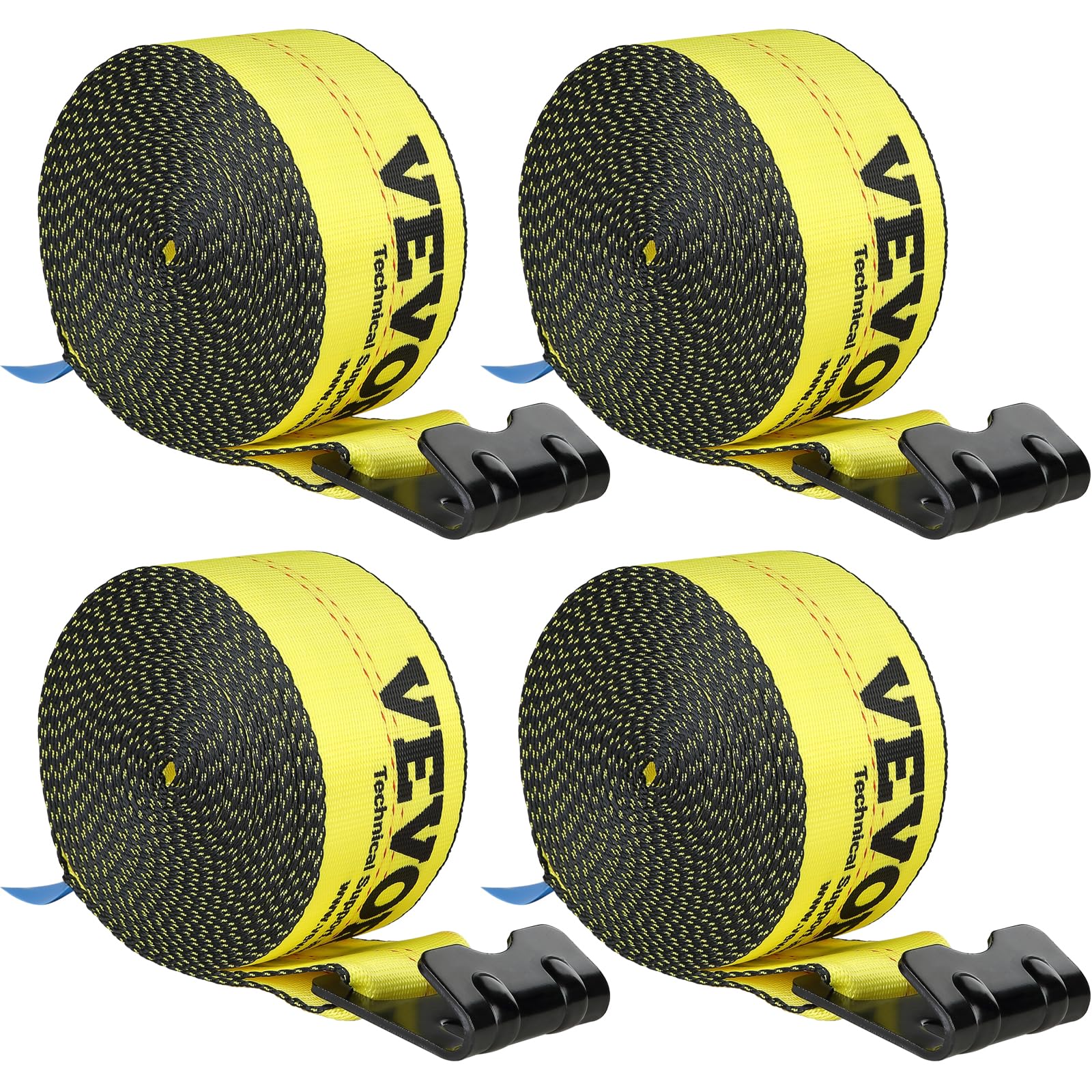 VEVOR Truck Straps, 4 x 30' Heavy Duty Tie Down w/Flat Hooks 18,000lbs Break Strength, WLL# 6000lbs, Cargo Straps tie Down for