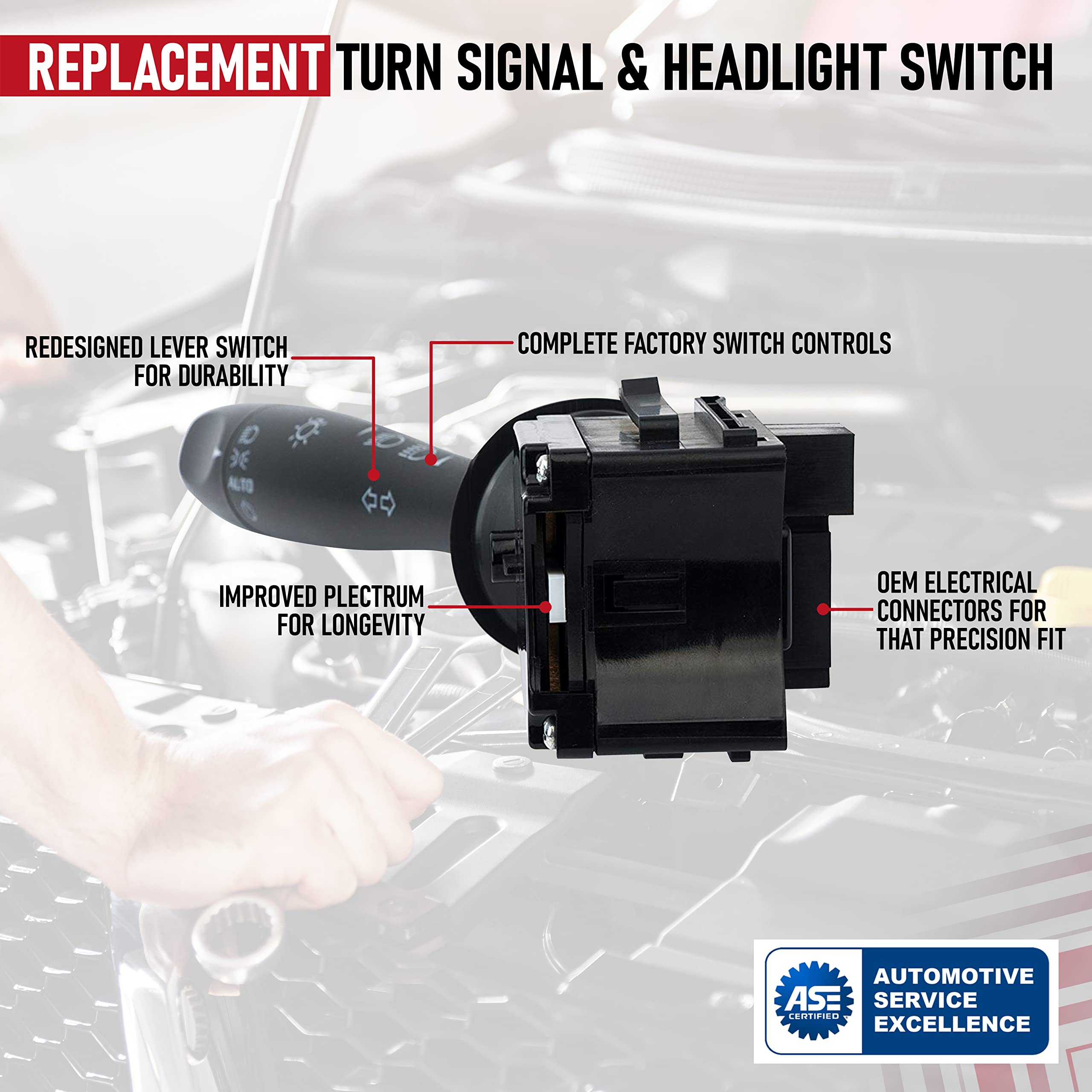 Headlamp Dimmer And Turn Signal Switch - Blinker Lever - Replaces D6253E, Sw8004, 20940369 - Compatible With Chevy Malibu, Pontiac G6, Saturn Aura - 2006-2012 Model Years