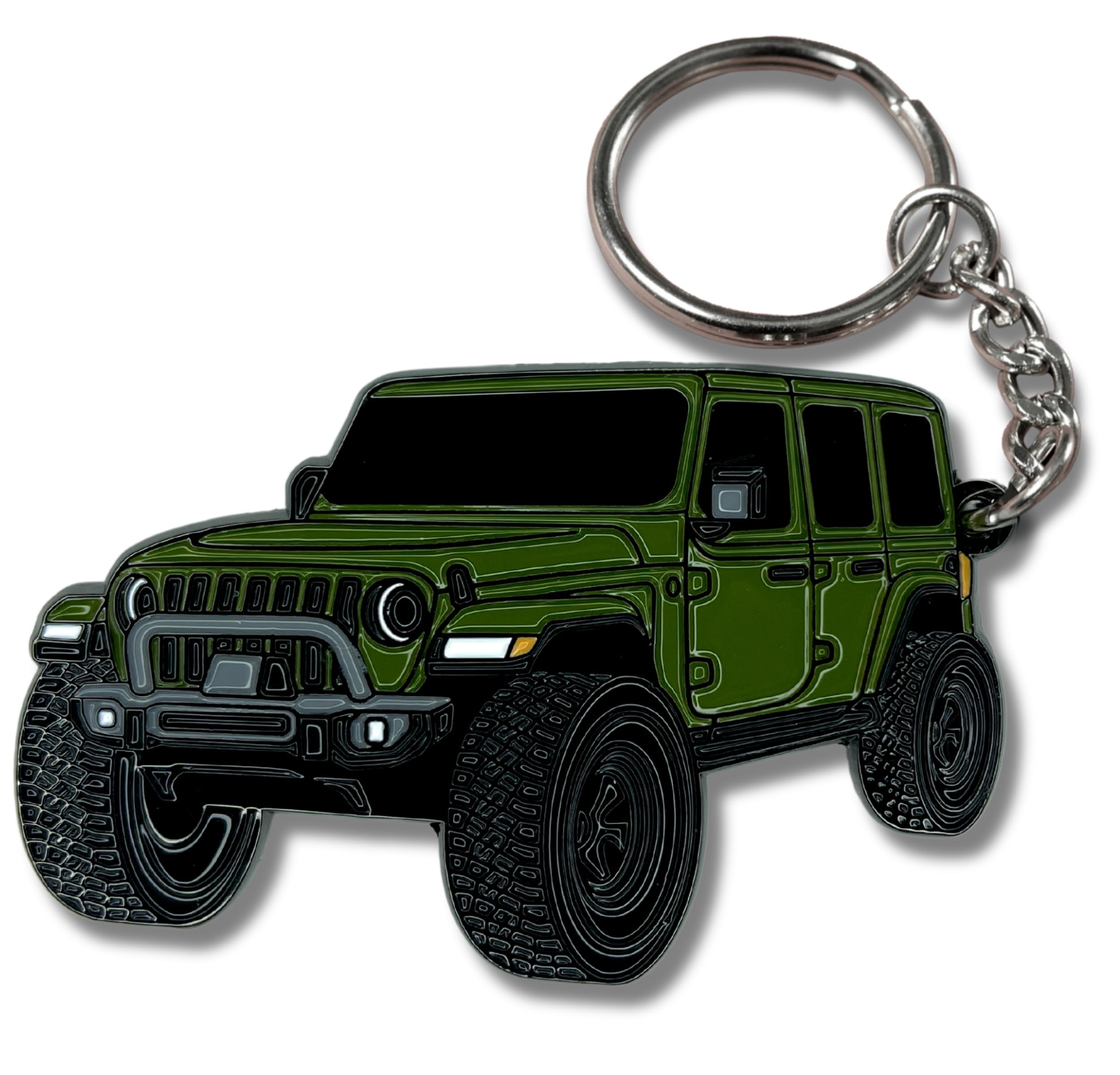 FOUR WHEEL BEAST Jeep Wrangler Keychain - Officially Licensed Jeep Rubicon Accessories JL Key Chain JKU 2024 2023 (Green)