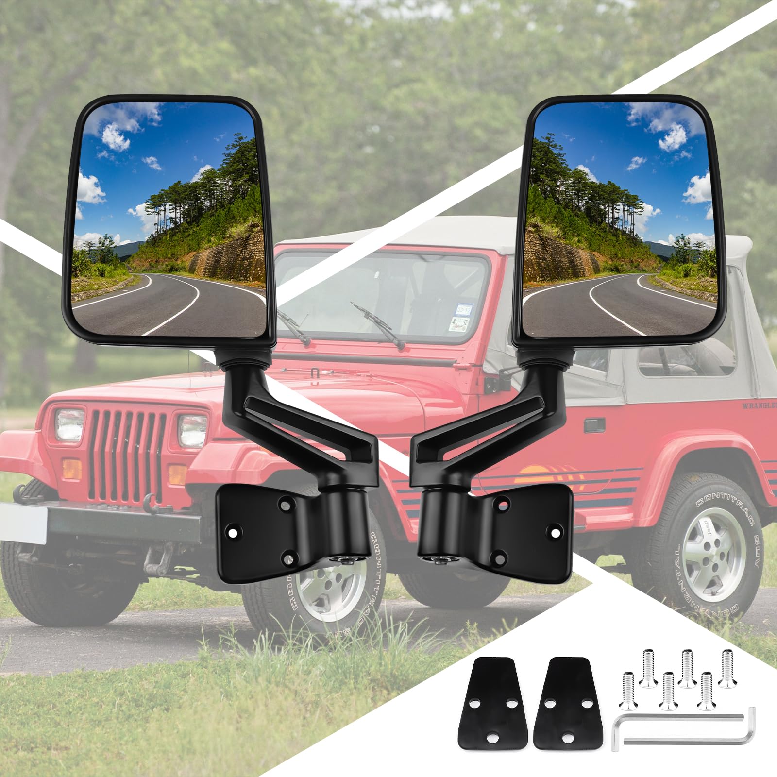 Passenger+Driver Side View Mirror Black Pair Side Mirror Replacement fit for 1987 1988 1989 1990 1991 1992 1993 1994 1995 1997 1