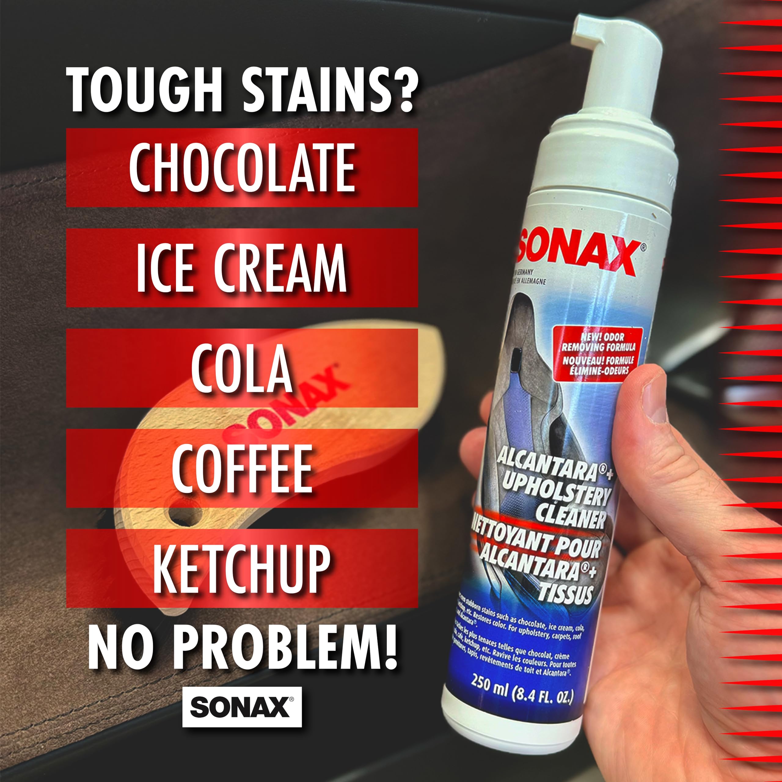 Sonax Upholstery and Alcantara Cleaner, 8.45 fl. oz. (250 mL), Model 206141