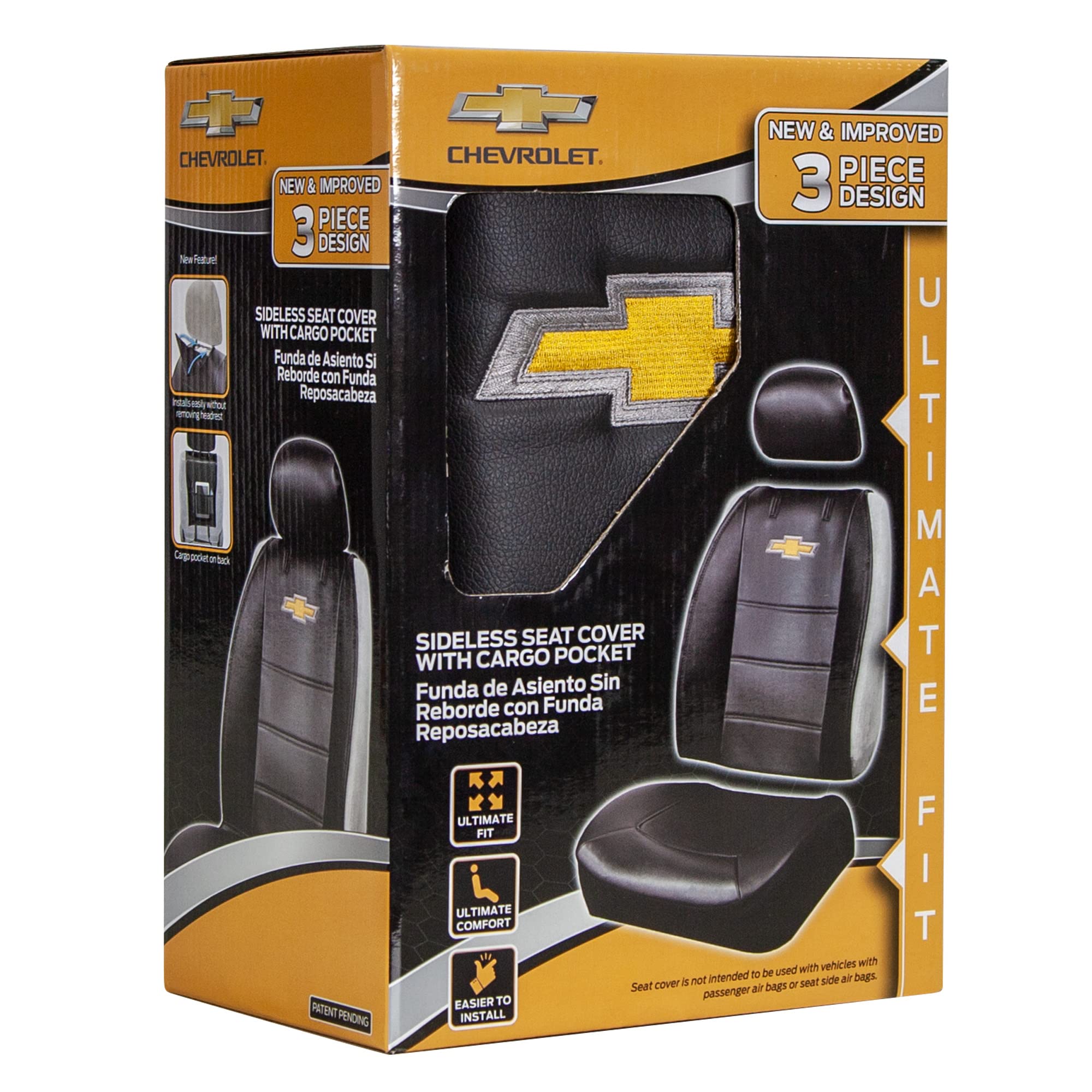 Plasticolor 008599R01 One Pair Seat Covers Logo Premium 3 Piece Sideless Car Truck Or Suv Seatcover With Cargo Pocket Compatible