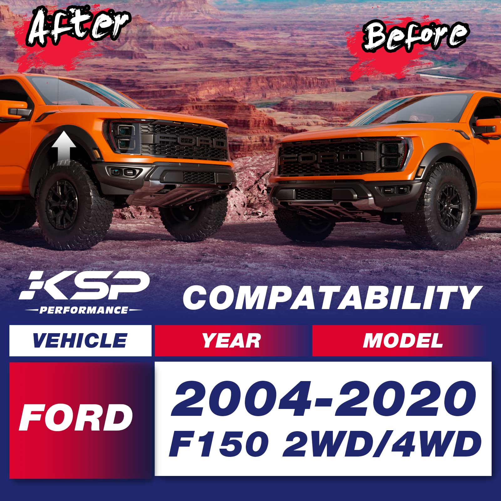 Ksp Lift Kit For F150, 3 '' Front And 3 '' Rear Suspension Kit For 2004-2020 F150, 3 Inch Front Struct Spacers + 3 Inch Rear Lif