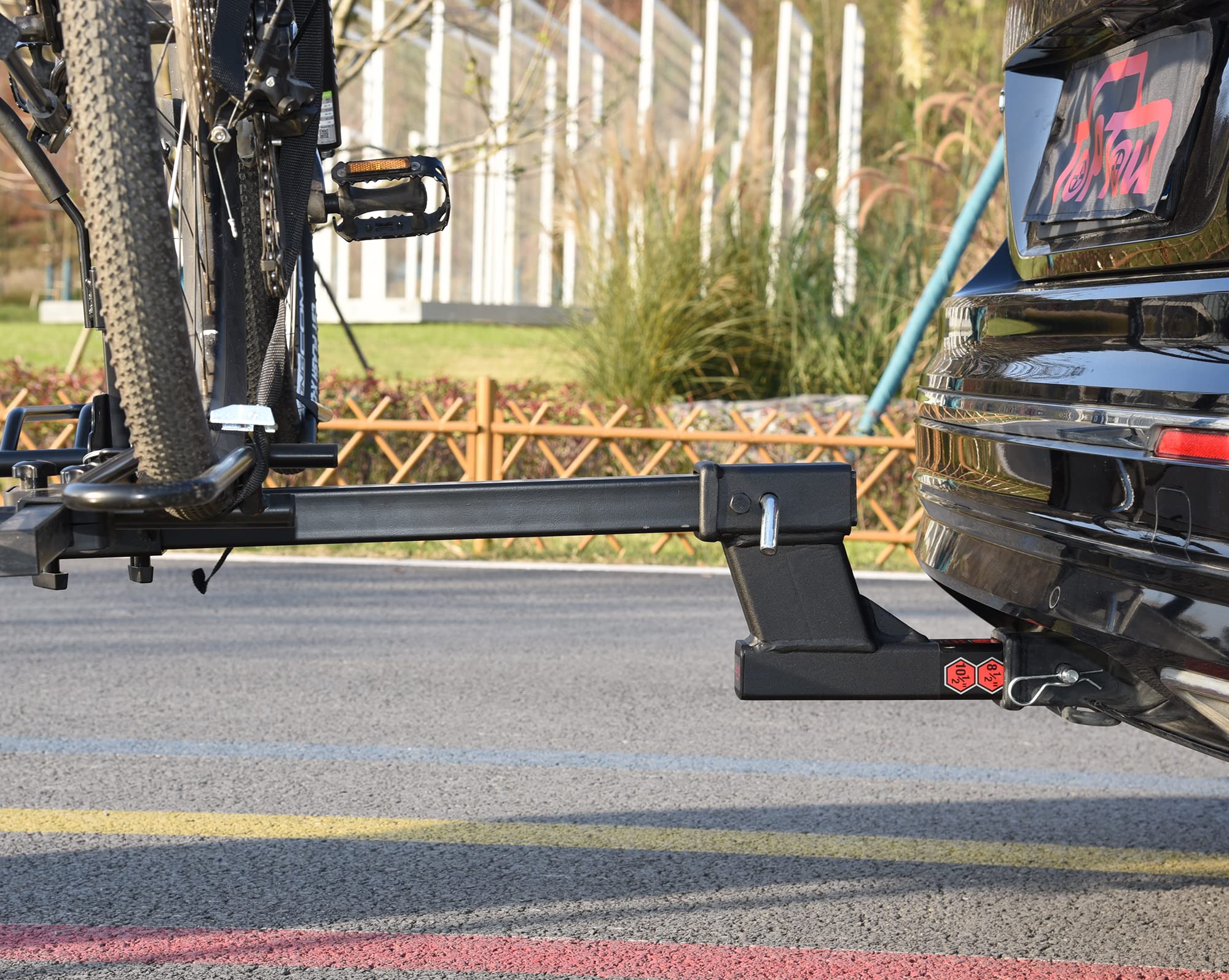TOPTOW 6 Drop/Rise Trailer Hitch Extender Adapter, 2 Shank, 7500lbs Capacity, Matte Black, 8.5 & 10.5