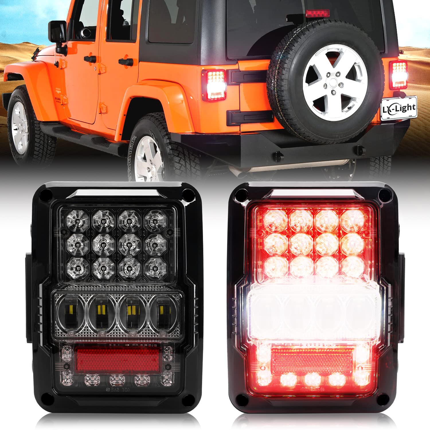 Dot Approved 4D Led Tail Lights With 30W Super Bright Reverse Light Compatible With 2007-2018 Jeep Wrangler Jk Jku 2 Door / 4 Do