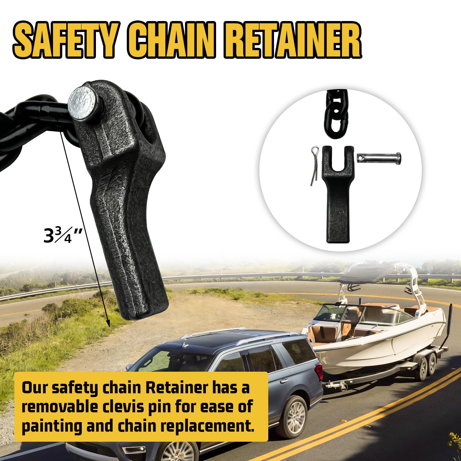 SENKEYFE 2 Pack 5/16" Trailer Safety Chains, 35" Alloy Steel, G80, 21,000 lbs Break Strength, Black-C, Model Safety Chain-8