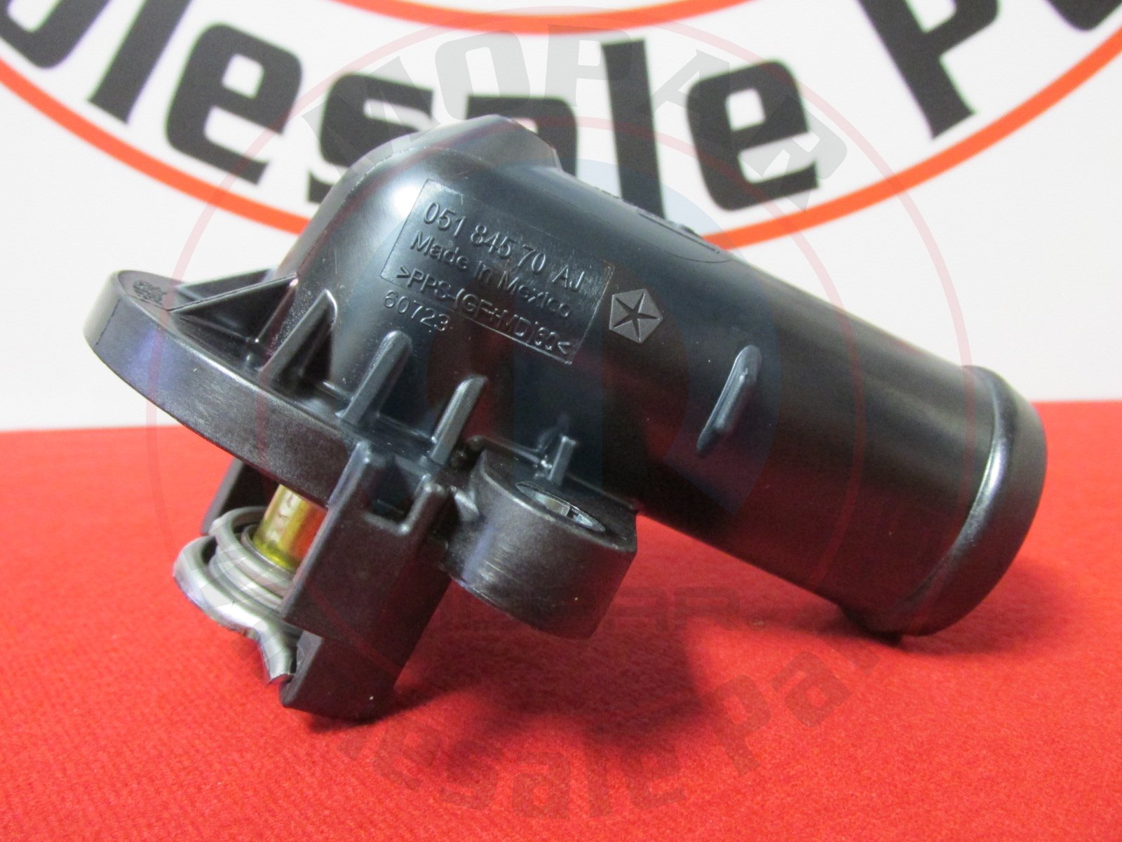 Mopar Thermostat with Housing - Model 5184570AJ, Metal, Black/Silver