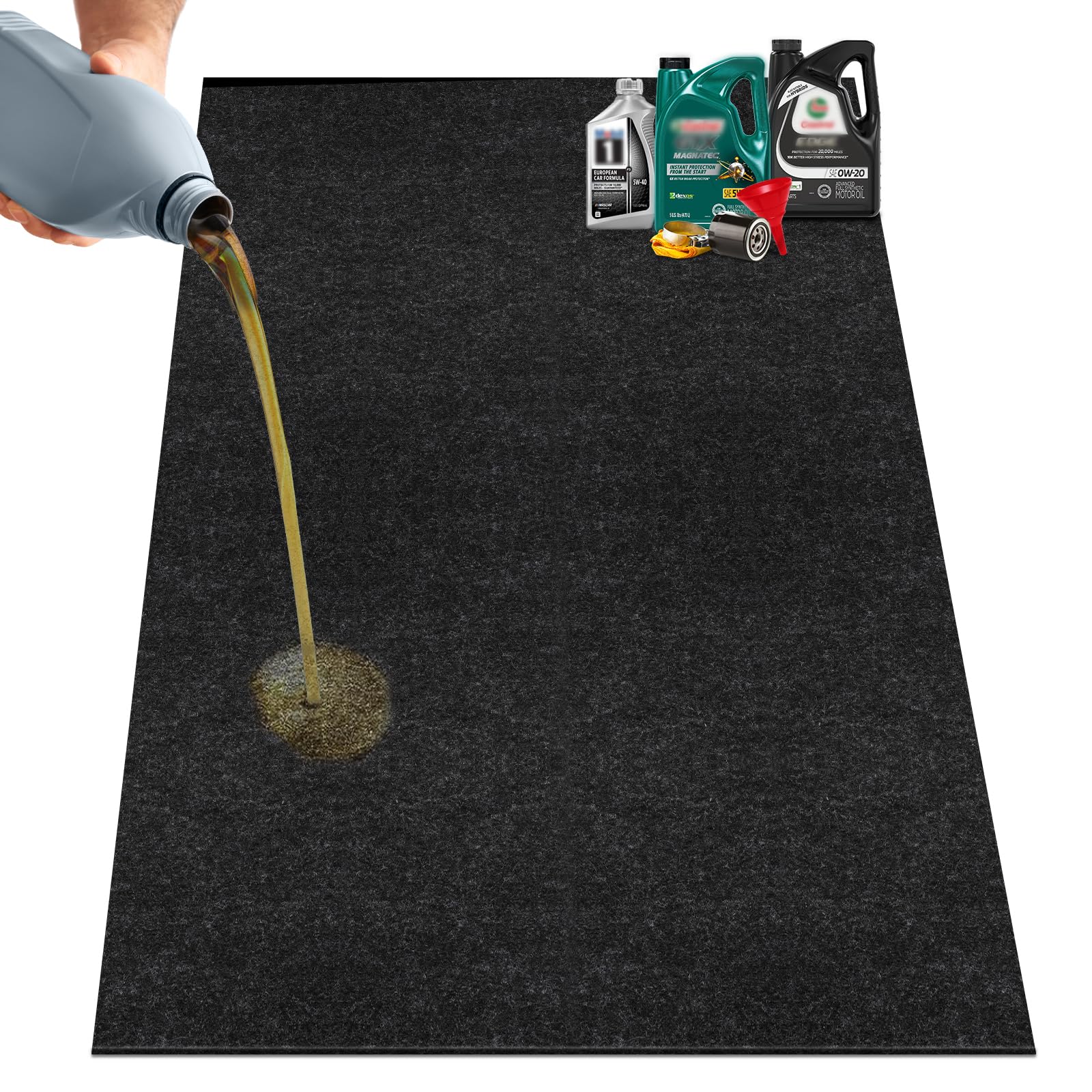 Nujzuir 60 x 72 Giant Oil Drip Mat for Garage Driveway, Reusable Rubber Floor Oil Spill Leak Absorbent Pads for Motorcycle Car O