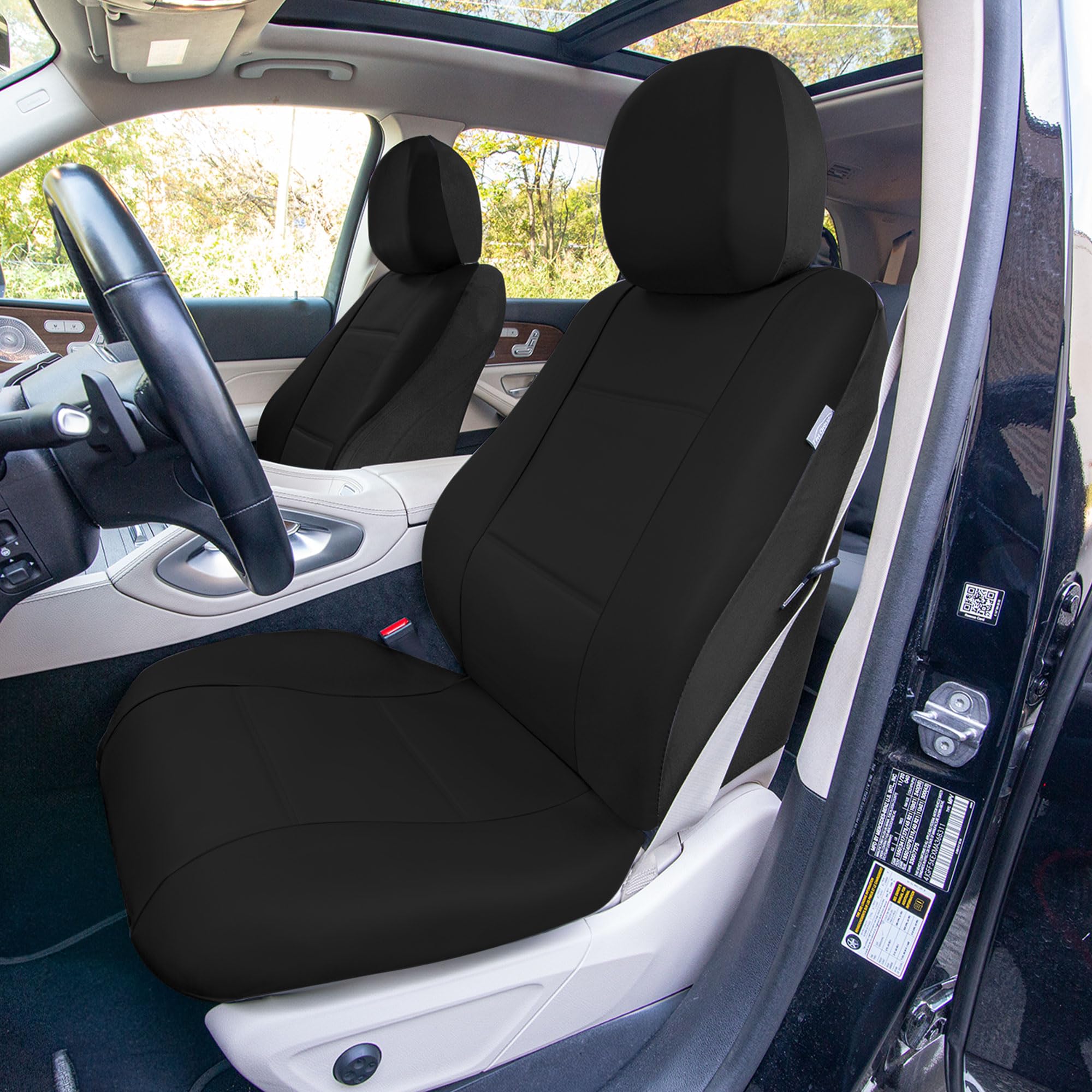 Fh Group Front Set Faux Leather Car Seat Cover For Low Back Seat With Removable Headrest, Universal Fit, Car Seat Covers For Suv