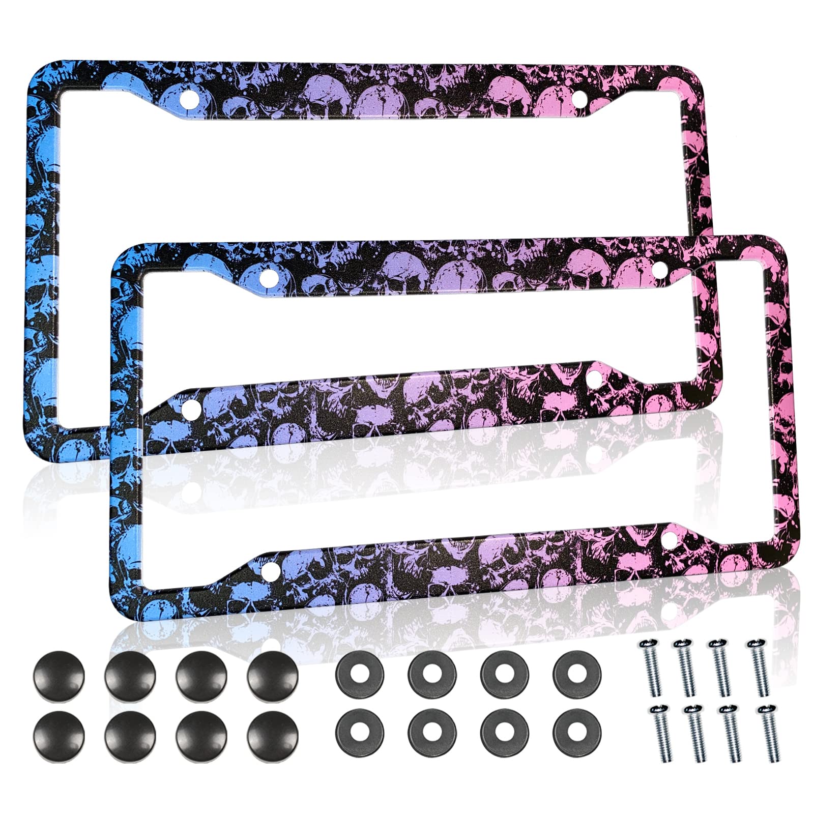 Skull License Plate Frames Skeleton License Plates Frame Holder Cover Metal Aluminum Halloween Car Tag For Usa Ca Vehicle Standa