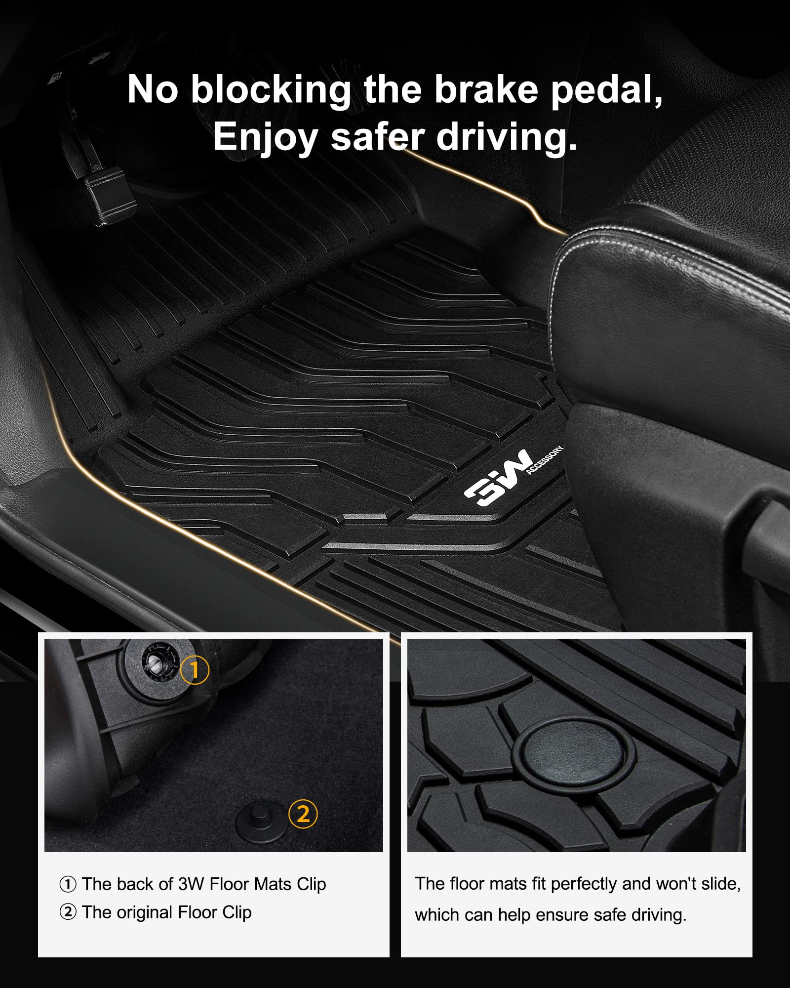 3W Nissan Rogue Floor Mats & Cargo Liner 2014-2020, All Weather Tpe Custom Fit Full Set With Trunk Mat(Not For Rogue Sport)