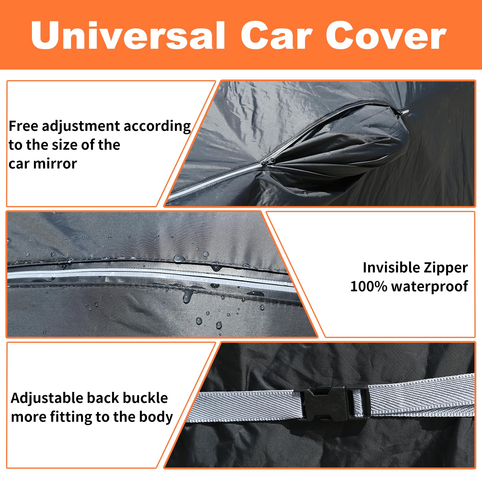 Car Cover Waterproof All Weather, Coverado Outdoor Full Exterior Covers Soft Cotton Backing Rain Uv Hail Protector Car Cover Wit