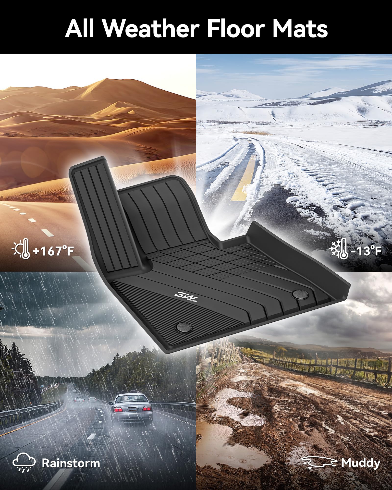 3W Floor Mats - Custom Fit TPE All-Weather Full Set for BMW X5 2019-2026, Heavy Duty Liner & Trunk Mat Accessories for 5 Passenger