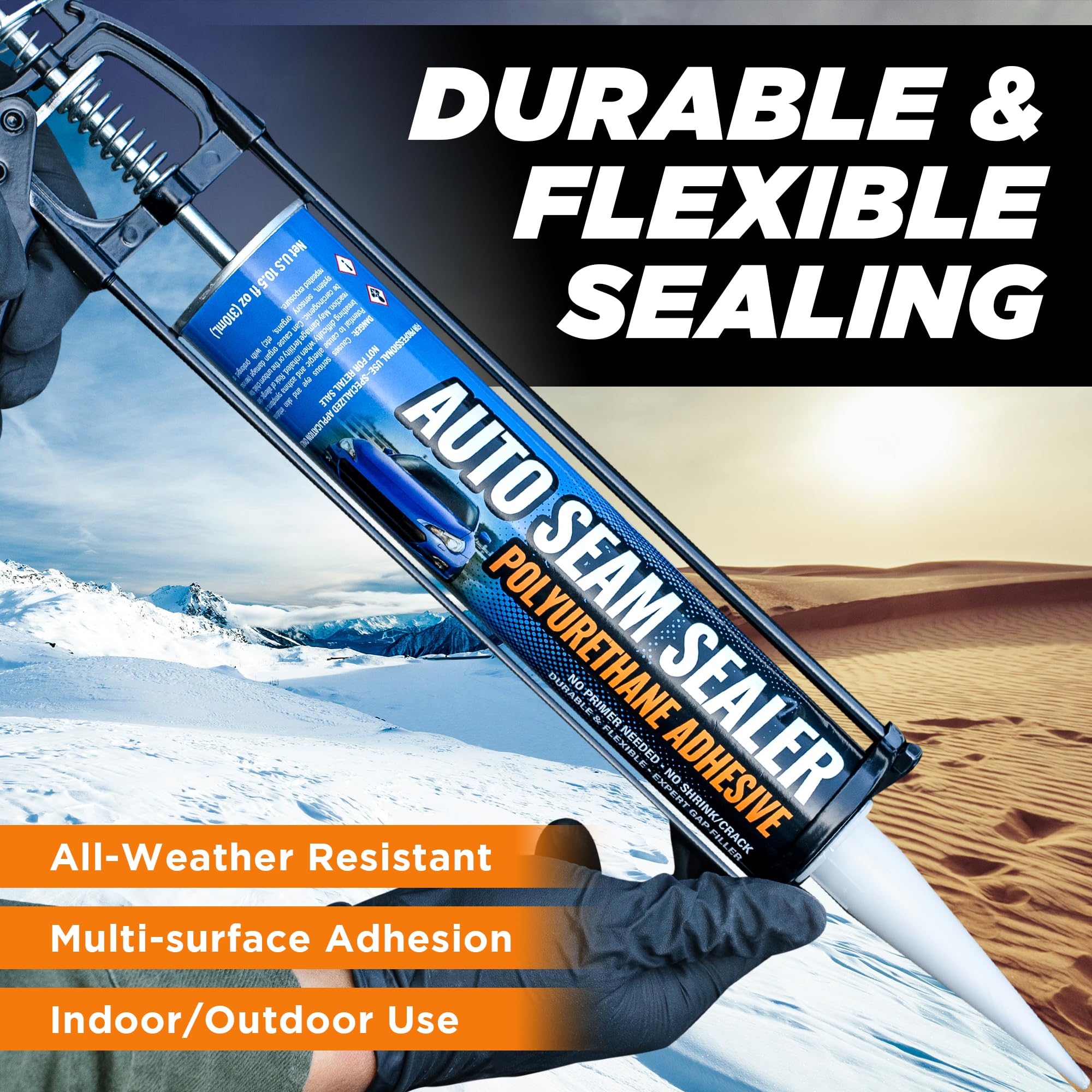 [Black] Professional Automotive Seam Sealer, Paintable Quick-Set Polyurethane Auto Body Seam Sealer for Metal Surfaces of Cars,