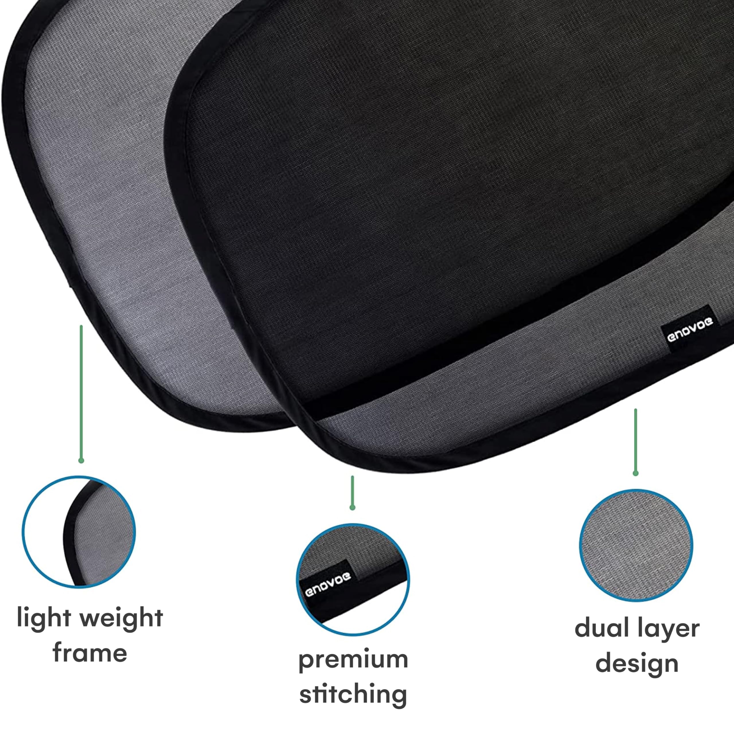 Enovoe Car Window Shade for Baby - 4 Pack Medium 19x12 - UV Protection Cling Sun Shades for Side Windows