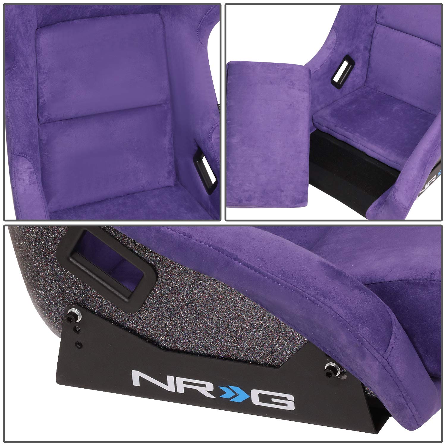 NRG Innovations NRG-FRP-302PP-PRISMA Universal Racing Seat, Size L, Purple/Black/Gold Flakes, Compatible with 6-Point Harnesses