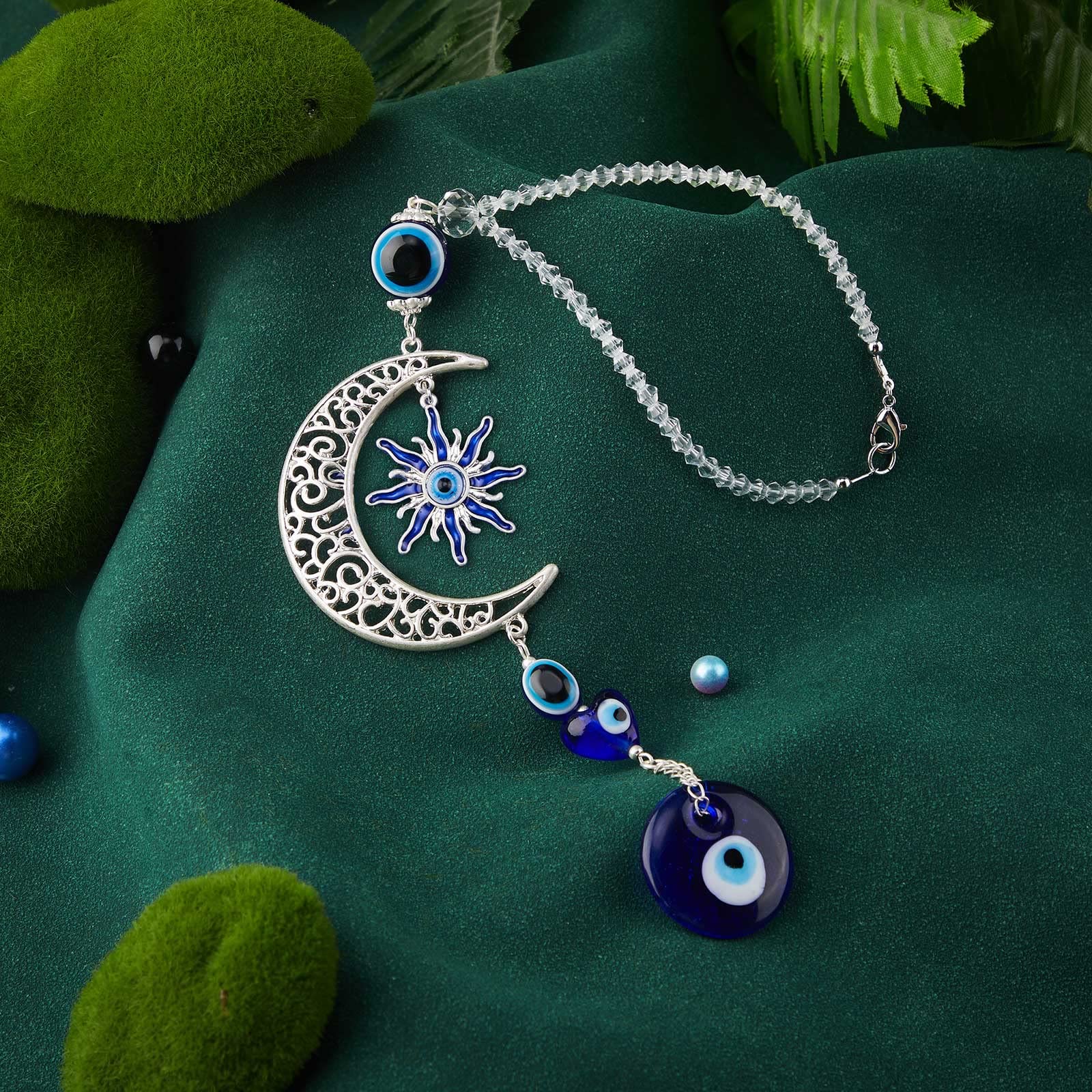 Evil Eye Car Hanging Ornament Evil Blue Eye Charms For Rear View Mirror Evil Eye Beaded Decor Evil Eye Car Accessories Evil Eye Window Pendent For Window Car Door Frame Balcony (Vivid Style)