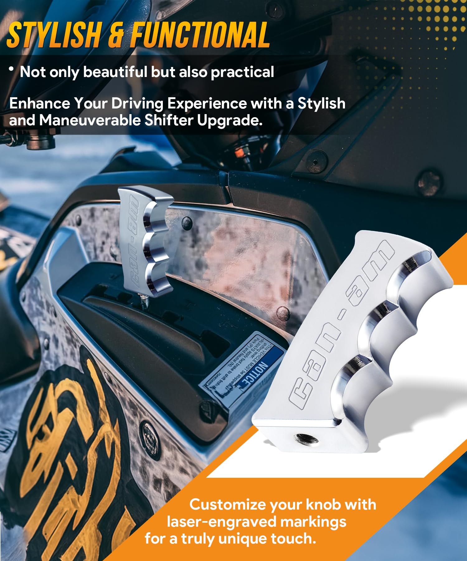 Sekinray Premium Grip Shift Knob Shifter for Can-Am Outlander or Renegade Models 1000, 850, 800, 650, 570, 500, 450, 400, Can-Am
