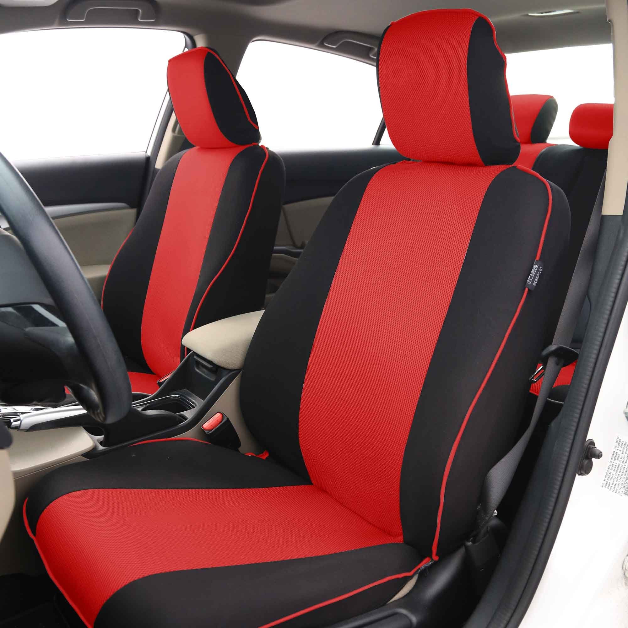 Fh Group Full Set Cloth Car Seat Covers - Universal Fit, Low Back Front Seat Covers, Airbag Compatible, Split Bench Rear Seat, W
