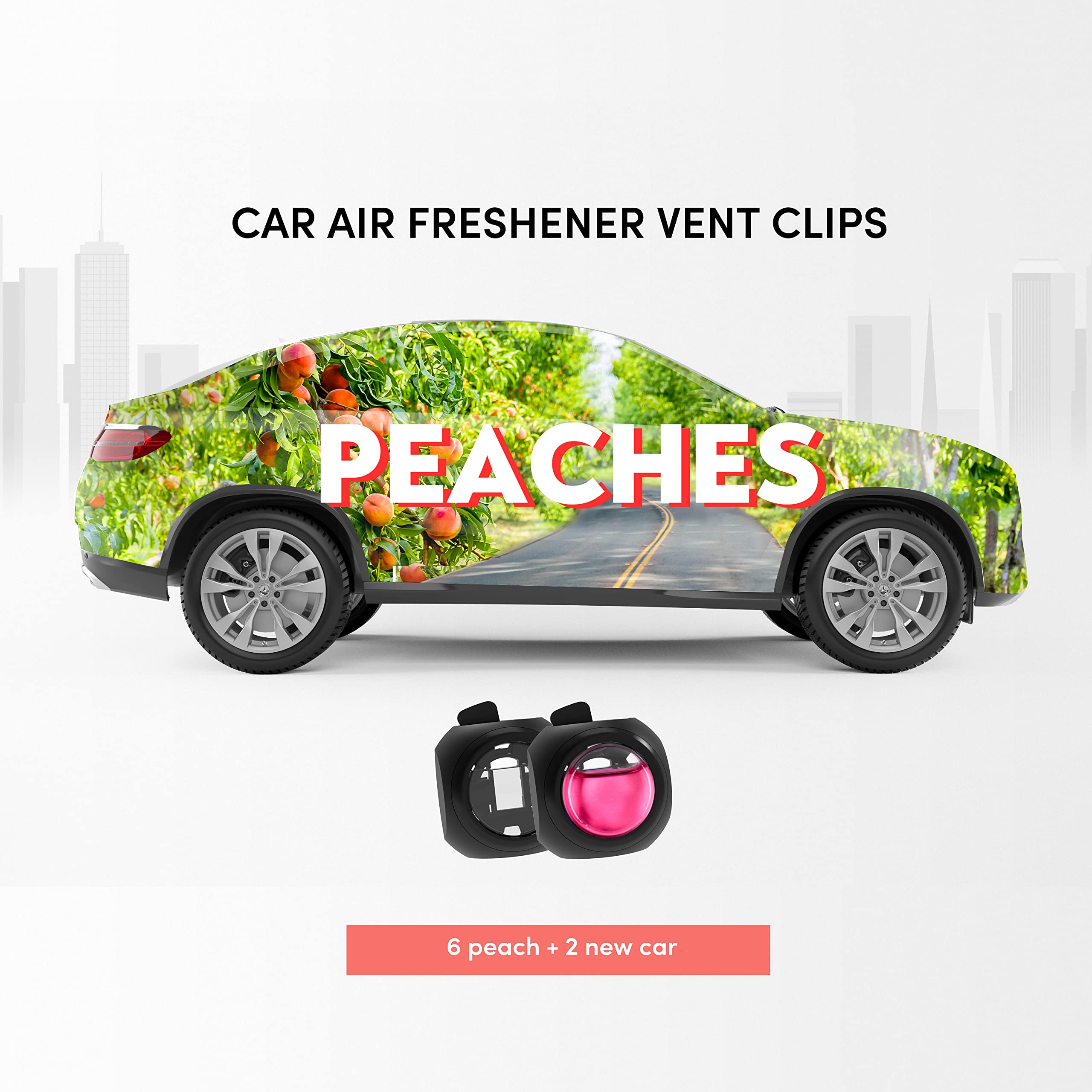 Drivejoy Car Air Freshener Vent Clips, 8Pk, 6 Peach, 2 New Car Scent, Car Fresheners For Men Women, Up To 240 Days, Long Lasting