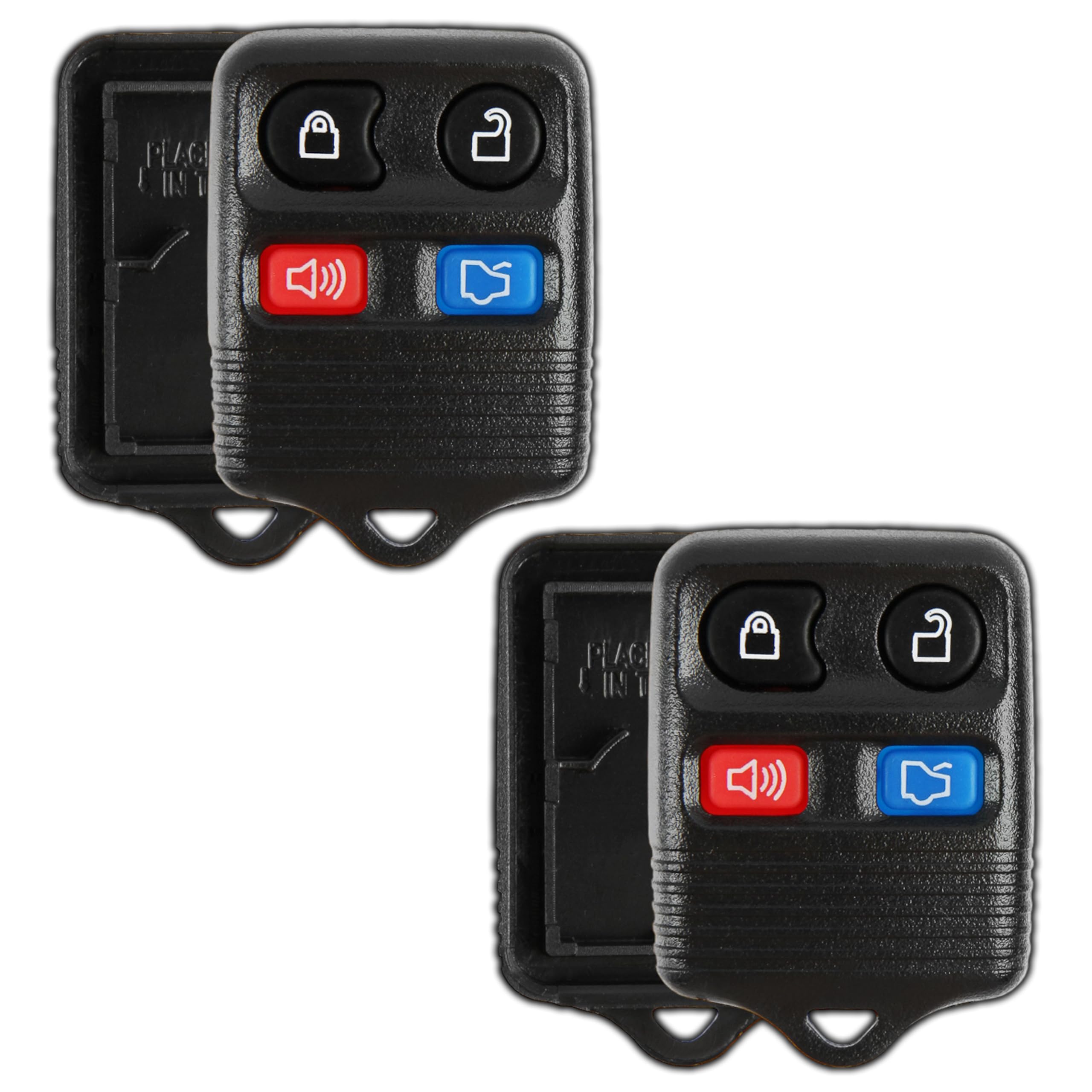 KeylessOption Just The Case Keyless Entry Remote Car Key Fob Shell Replacement - Black (Pack of 2)