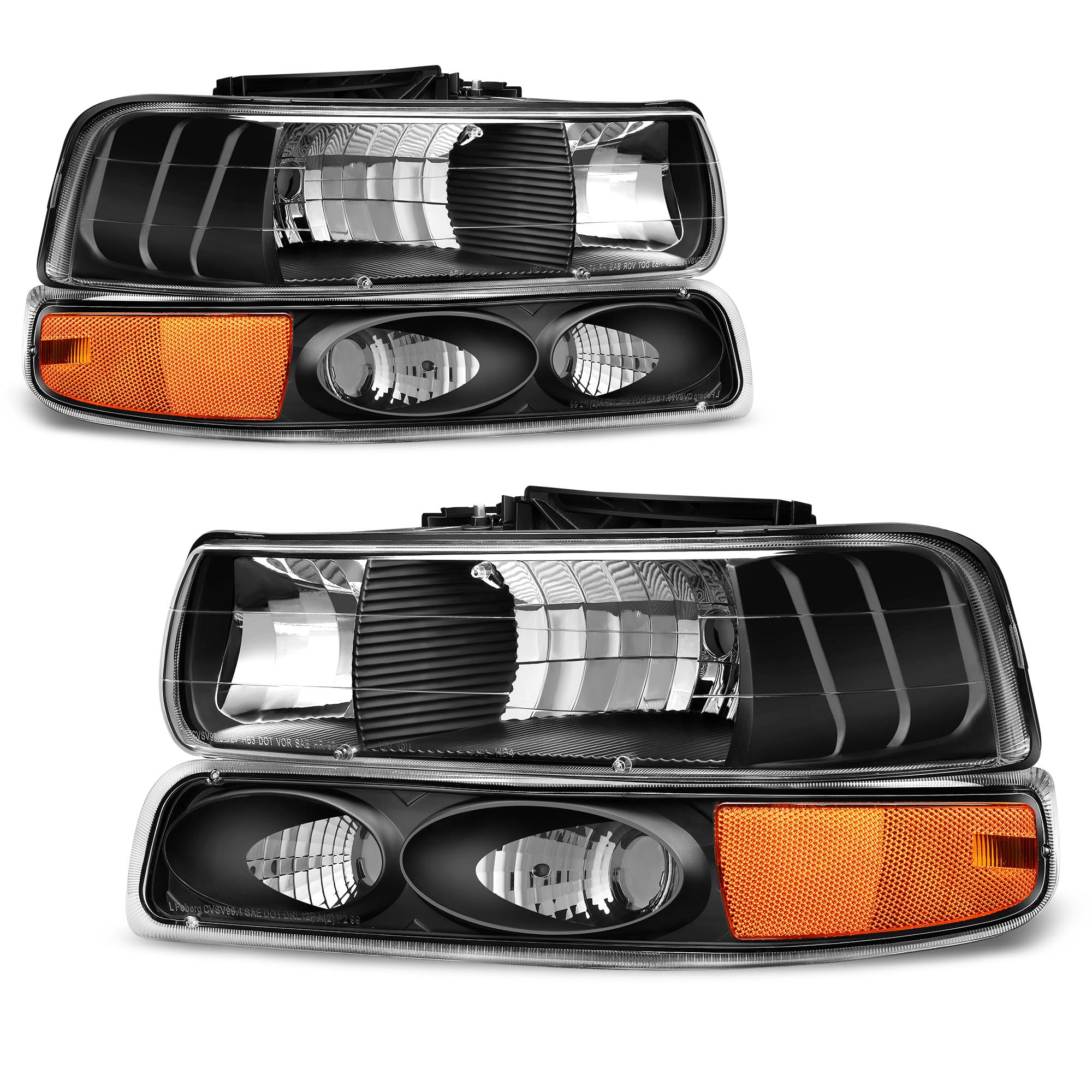 AUTOSAVER88 Halogen Headlight Assembly Compatible with 1999-2002 Chevy Silverado 1500 2500, 2001 2002 Chevy Silverado 1500HD 250