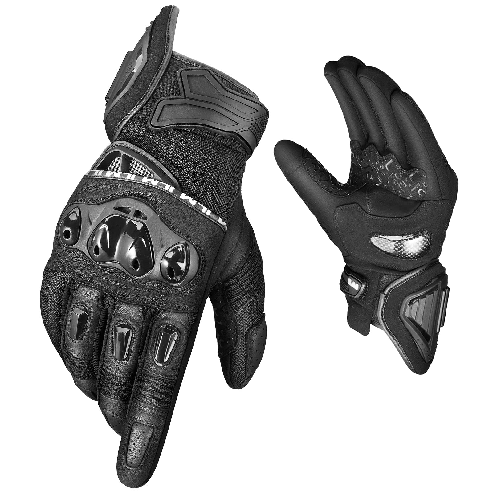 Ilm Motorcycle Gloves For Men And Women Touchscreen Riding Gloves Motorbike Motocross Dirt Bike Atv Model-Wd01(Black,Medium)
