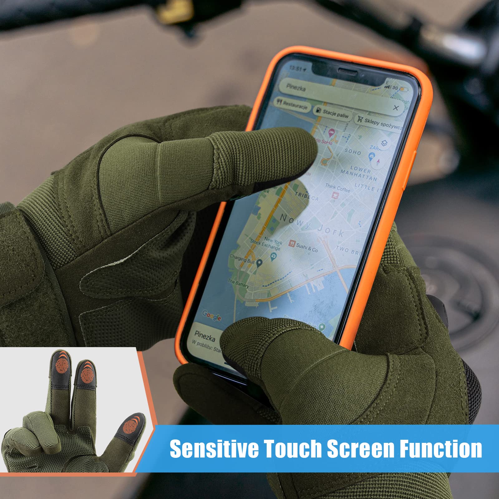 Cierto Motorcycle Gloves For Women Men: Touch Screen Full Finger Breathable Hard Knuckle And Adjustable Wrist Tactical Glove For