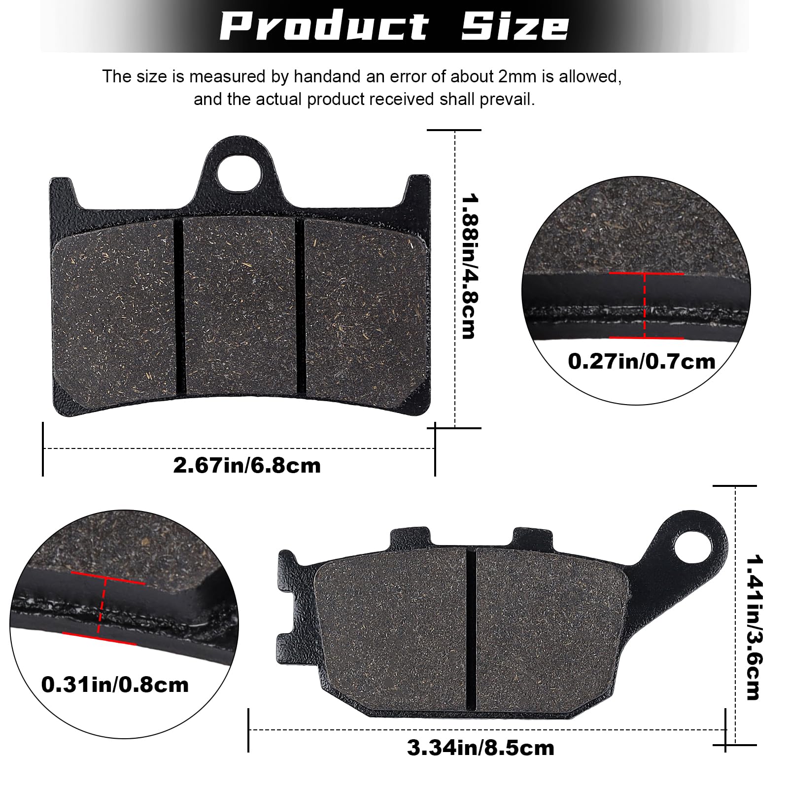 Front & Rear Brake Pads Compatible With Yamaha Fz1 Fz6 Fz8 Yzf R1/R6/R6S 2003 2004 2005 2006 2007 Yzf600R Xsr900 Xsr700 Mt07 Mt-