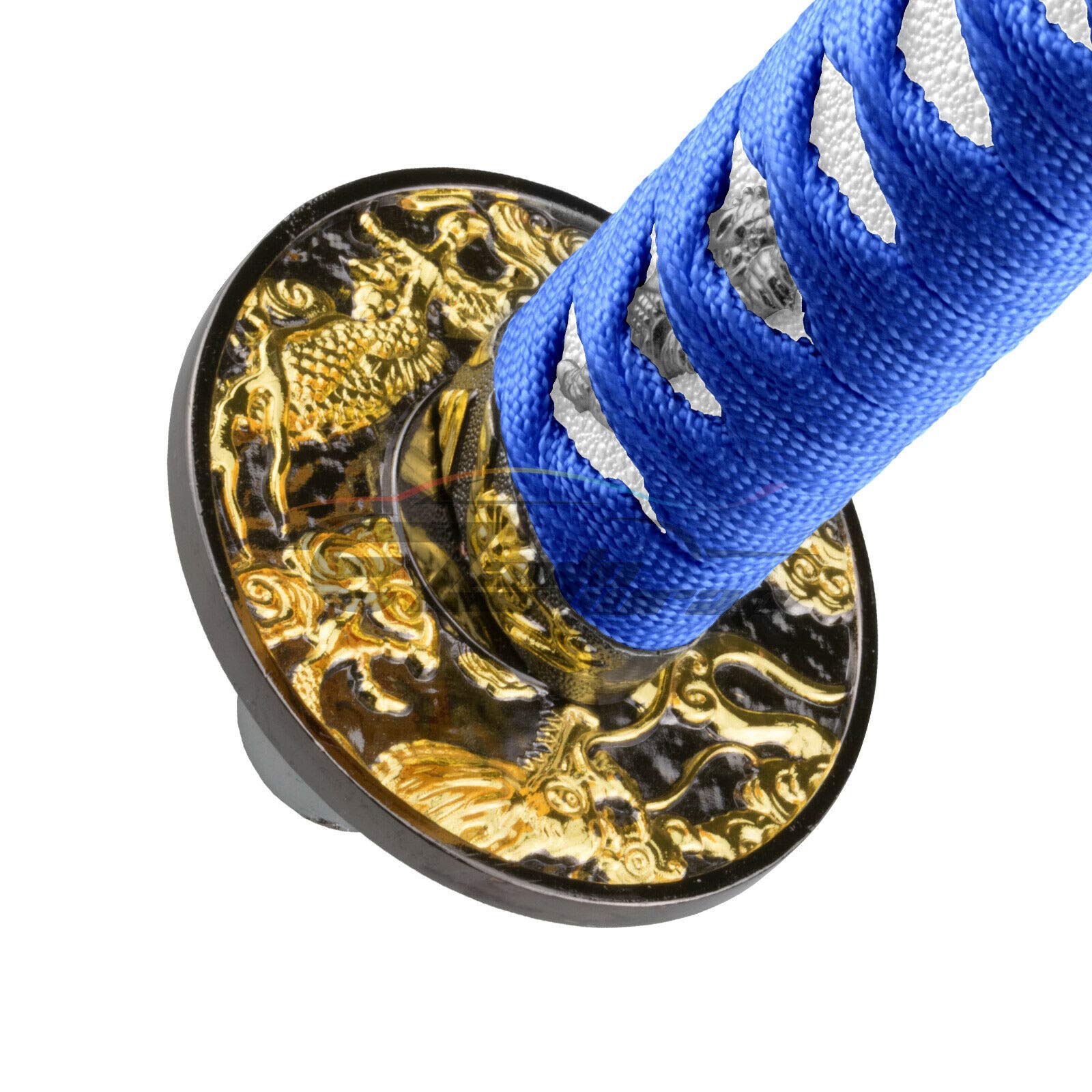 EZAUTO WRAP Samurai Sword Shift Knob - 20cm Alloy Katana, Blue White, Universal Adapter